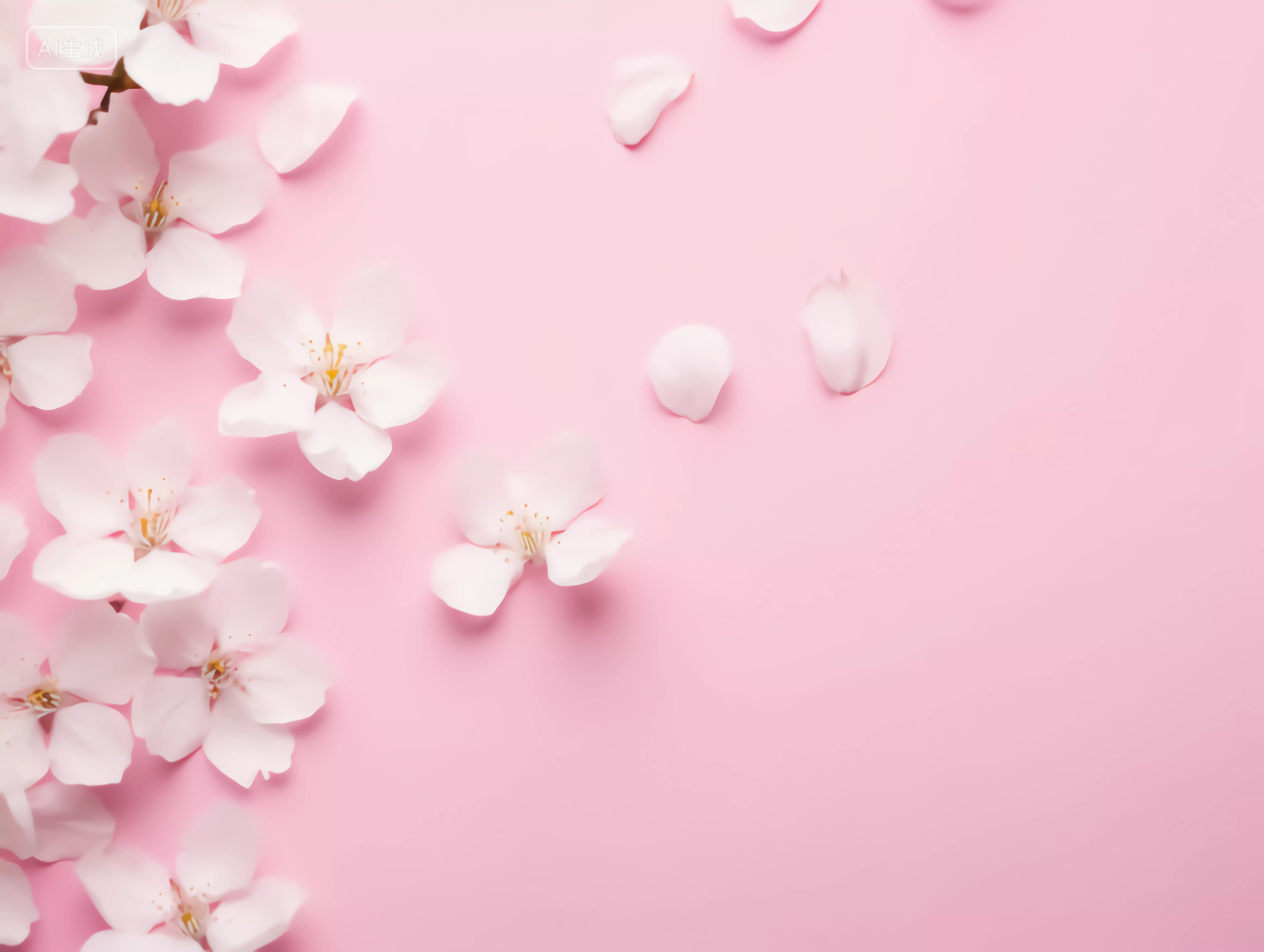 美丽花朵鲜花植物粉色背景上的粉色樱花花瓣