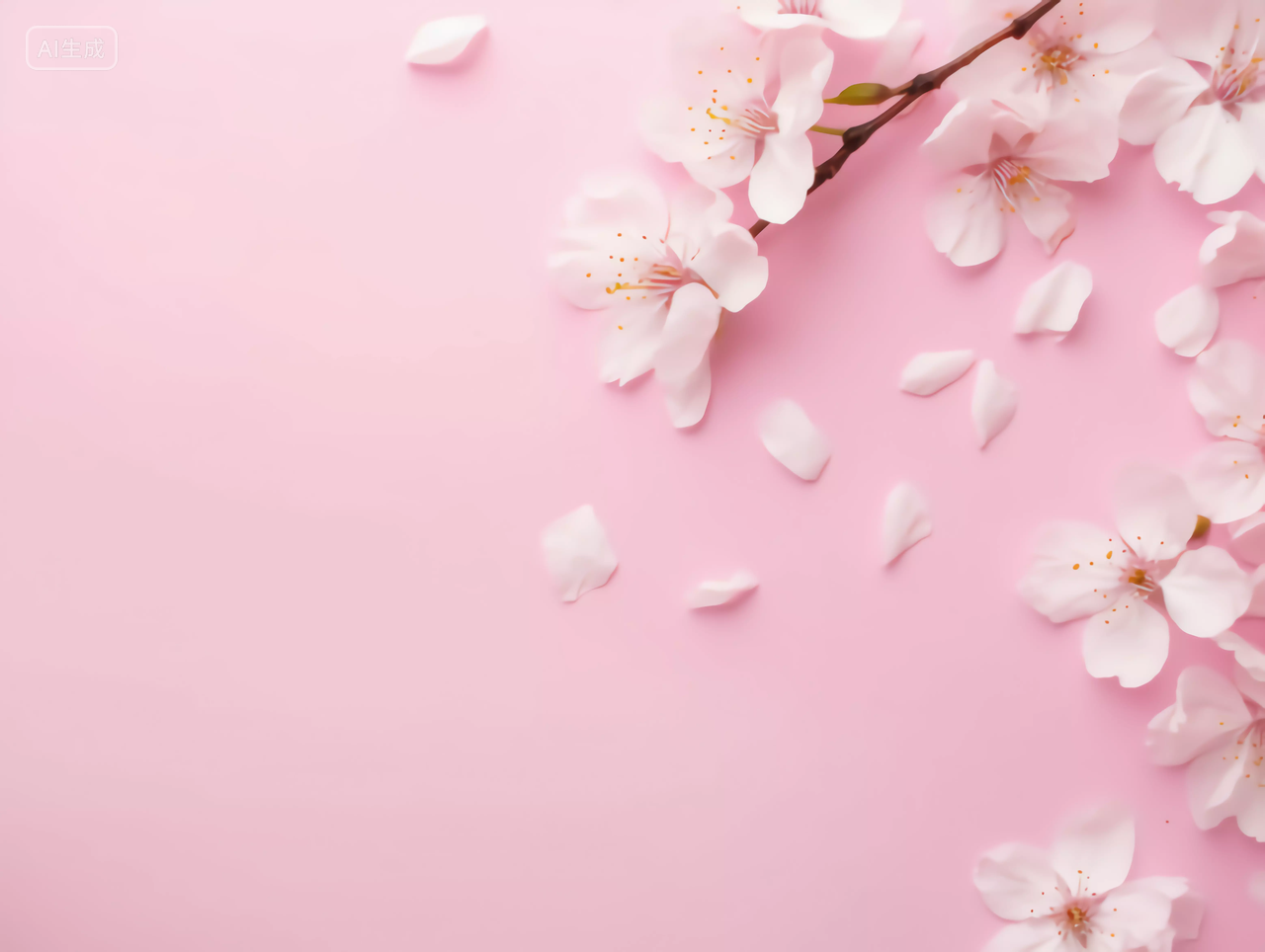美丽花朵鲜花植物粉色背景上的粉色樱花花瓣