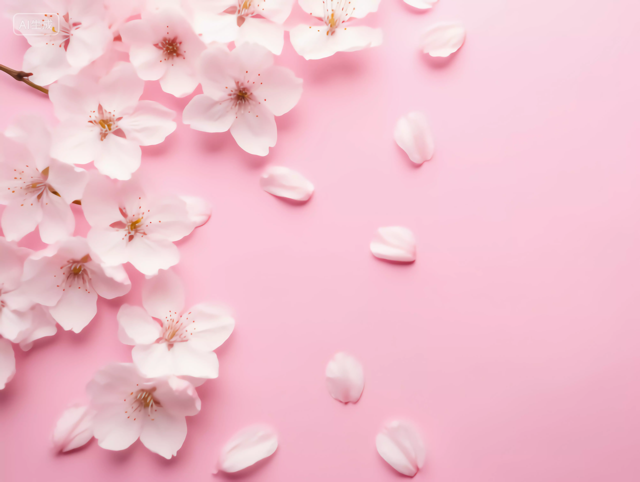 美丽花朵鲜花植物粉色背景上的粉色樱花花瓣
