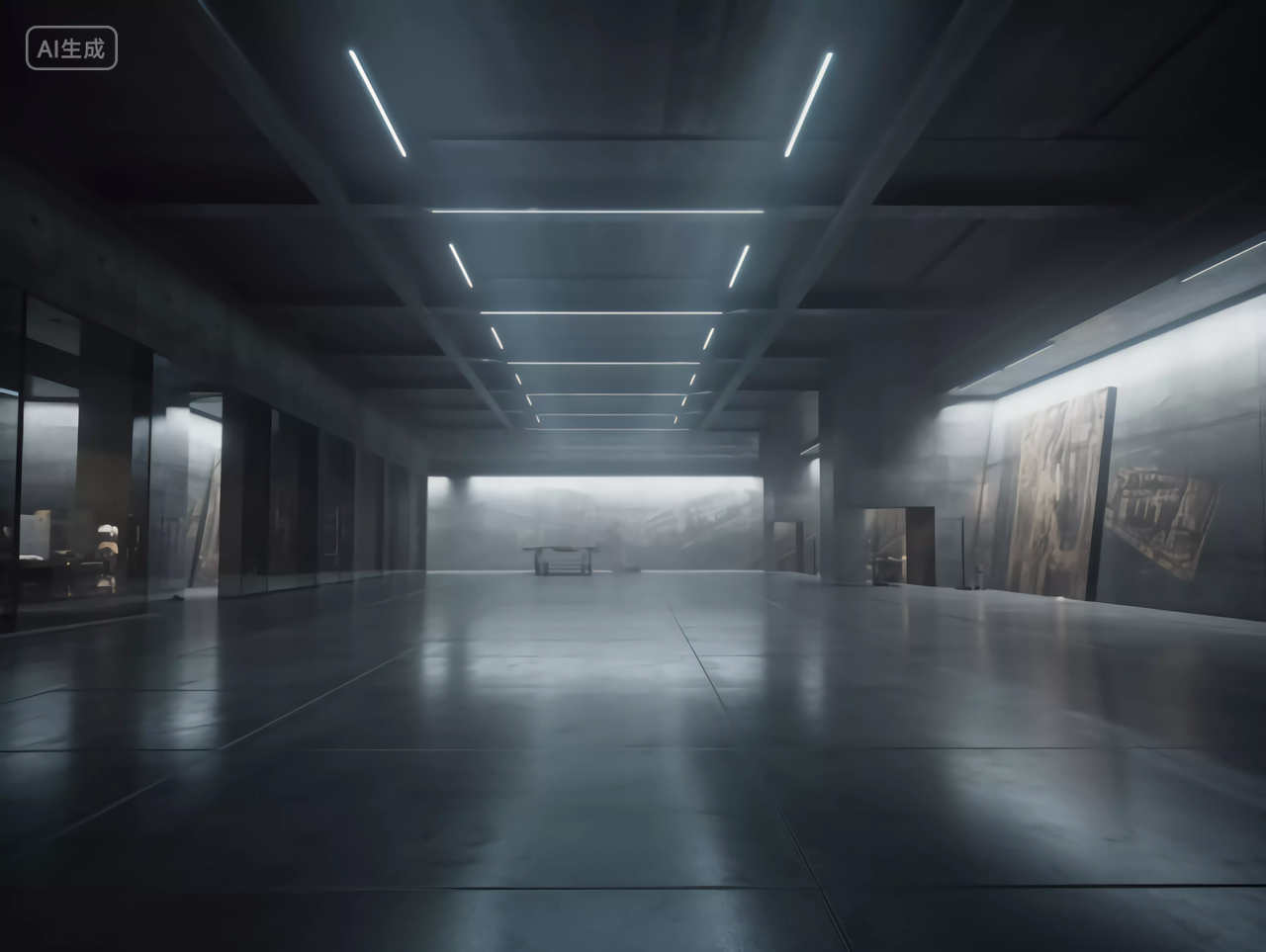 未来科技展厅工业混凝土风格大气展厅场景