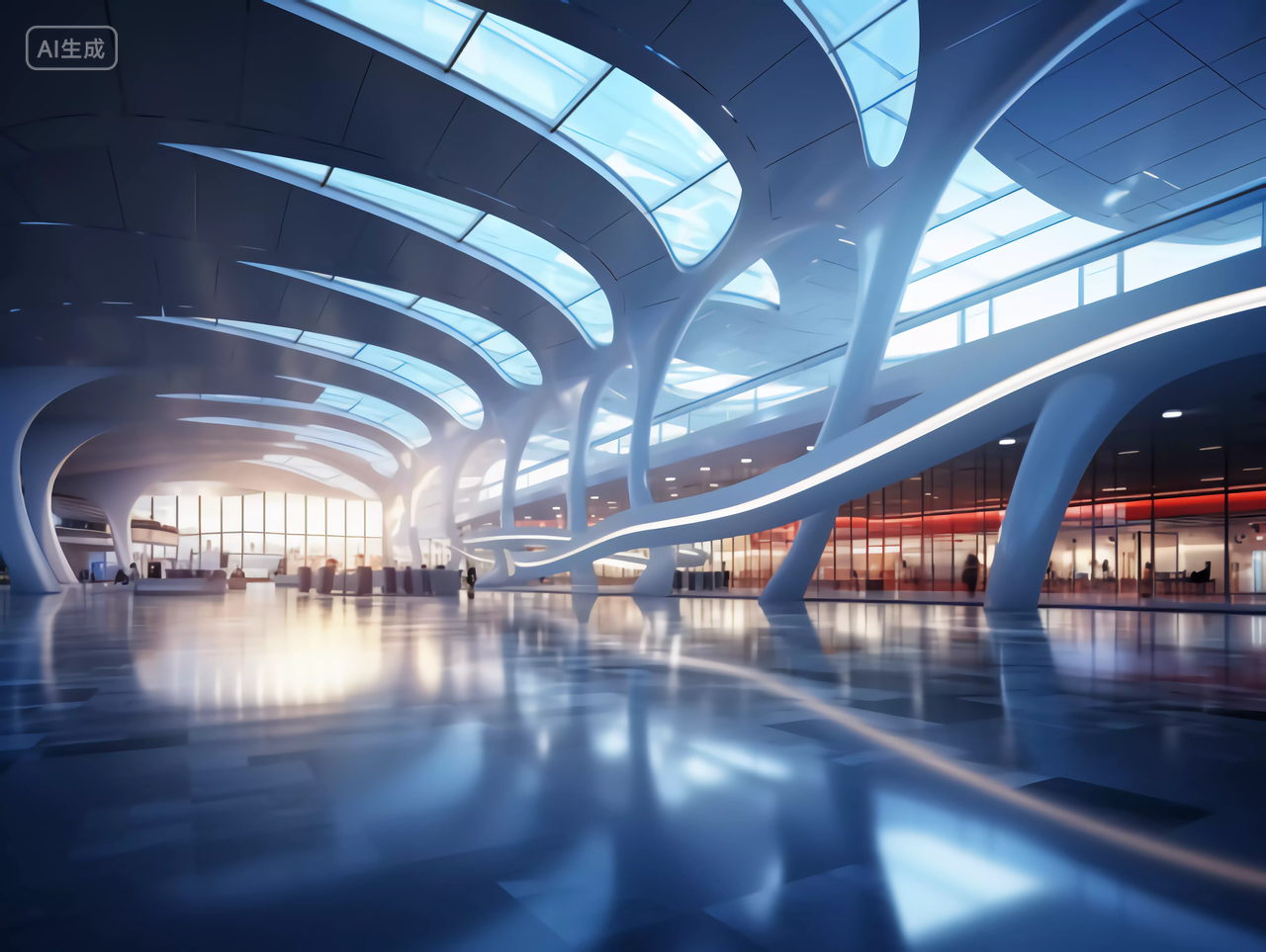 白天的国际会展厅广阔的未来感科技展厅场景