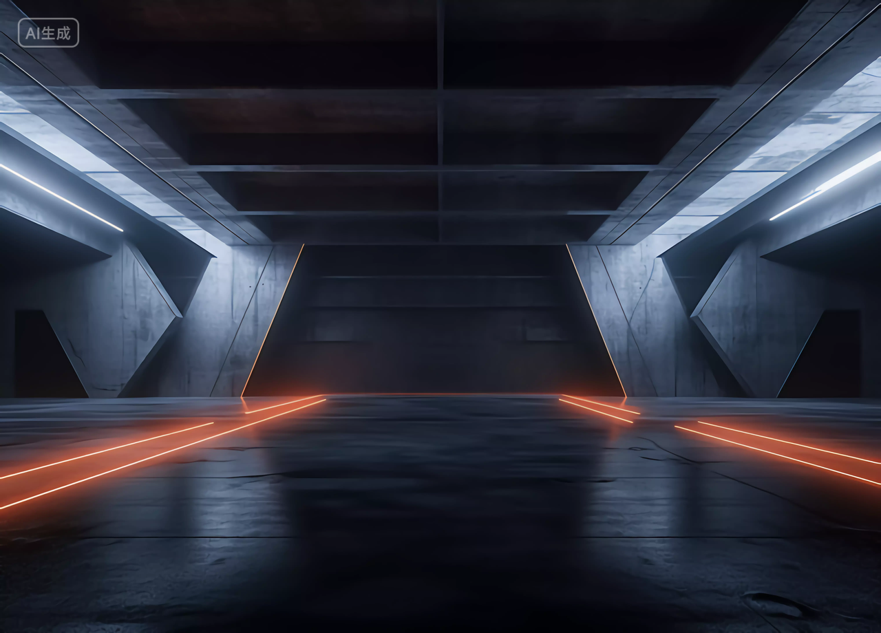 未来科技展厅工业混凝土风格大气展厅场景