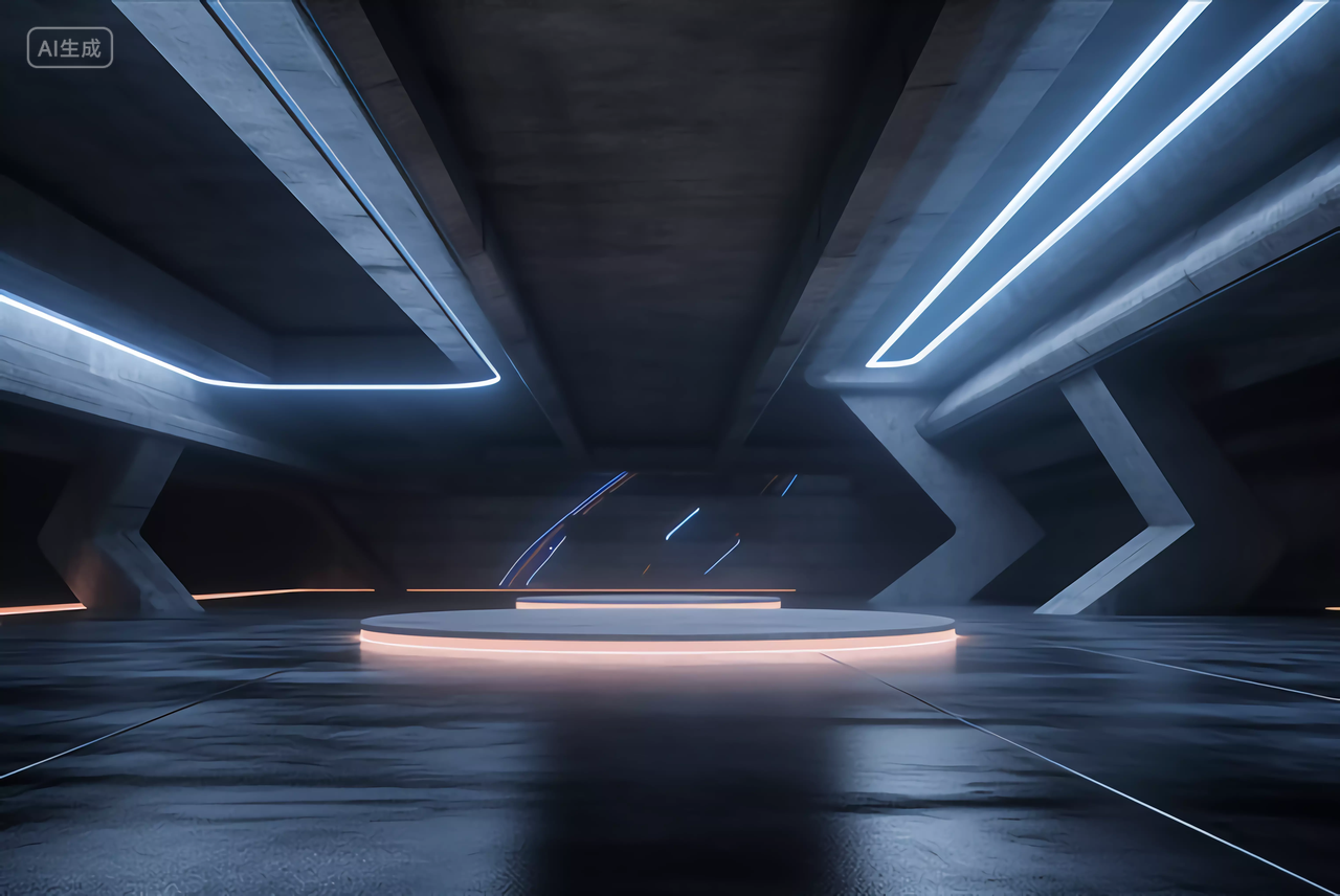 未来科技展厅工业混凝土风格大气展厅场景