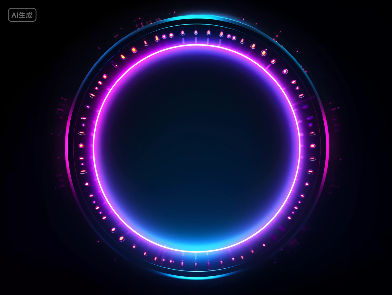 霓虹灯科技圆环渐变色赛博朋克商务科技背景