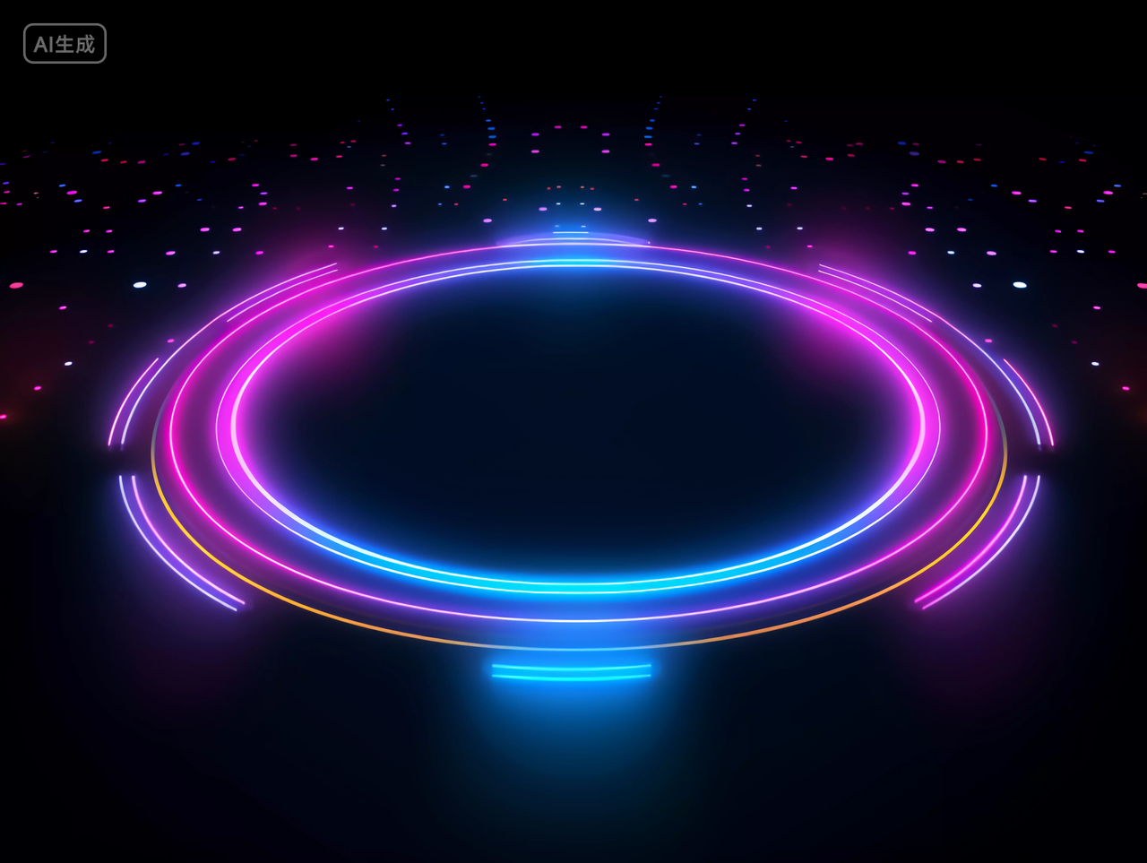 霓虹灯科技圆环渐变色赛博朋克商务科技背景