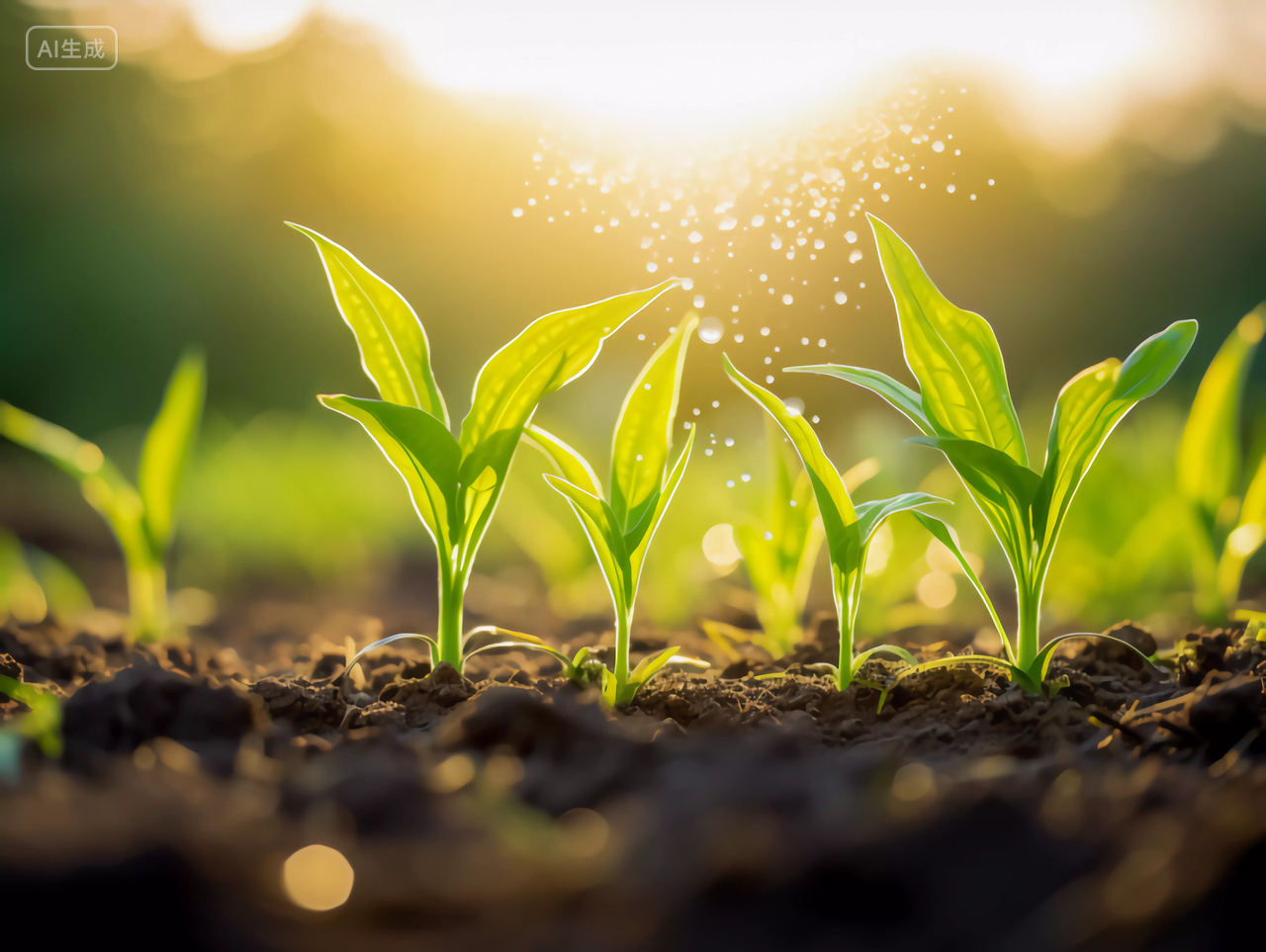 阳光下的农业科技绿色农作物绿色育苗