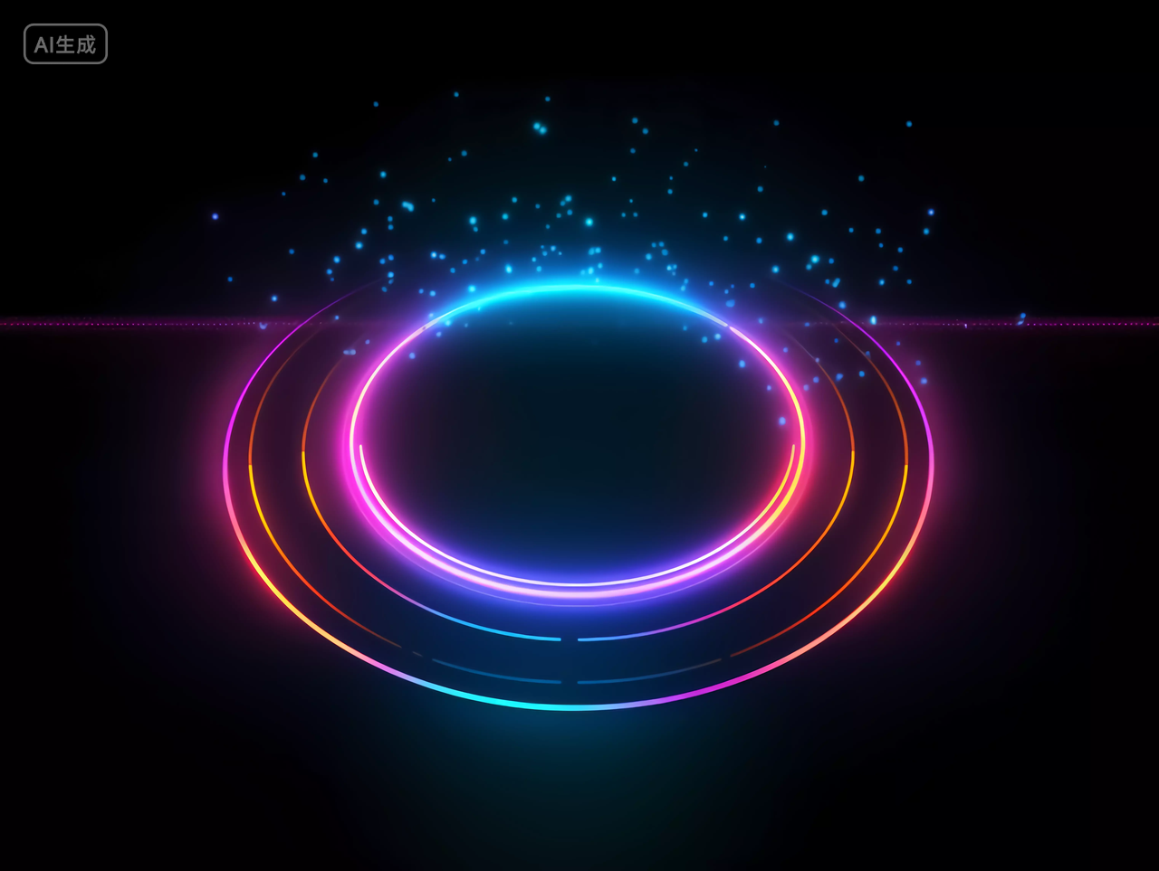霓虹灯科技圆环渐变色赛博朋克商务科技背景