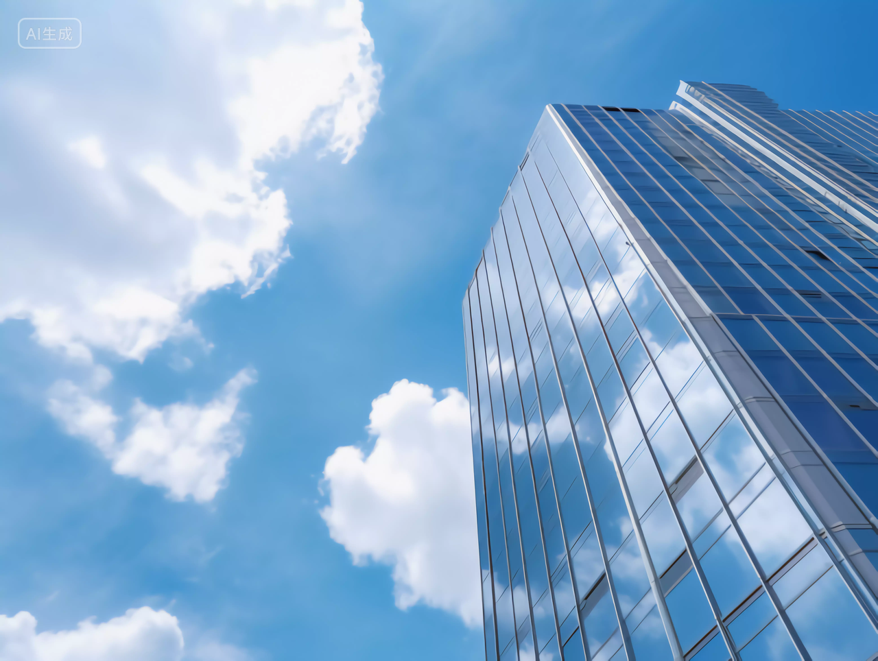 建筑仰拍蓝天白云明亮背景房地产城市建筑商业配图