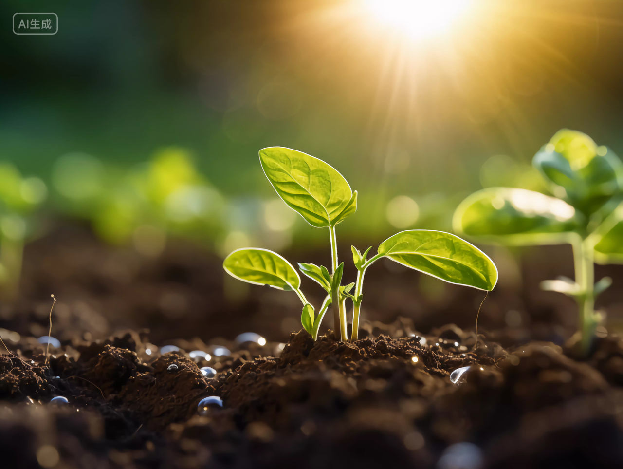 阳光下的农业科技绿色农作物绿色育苗