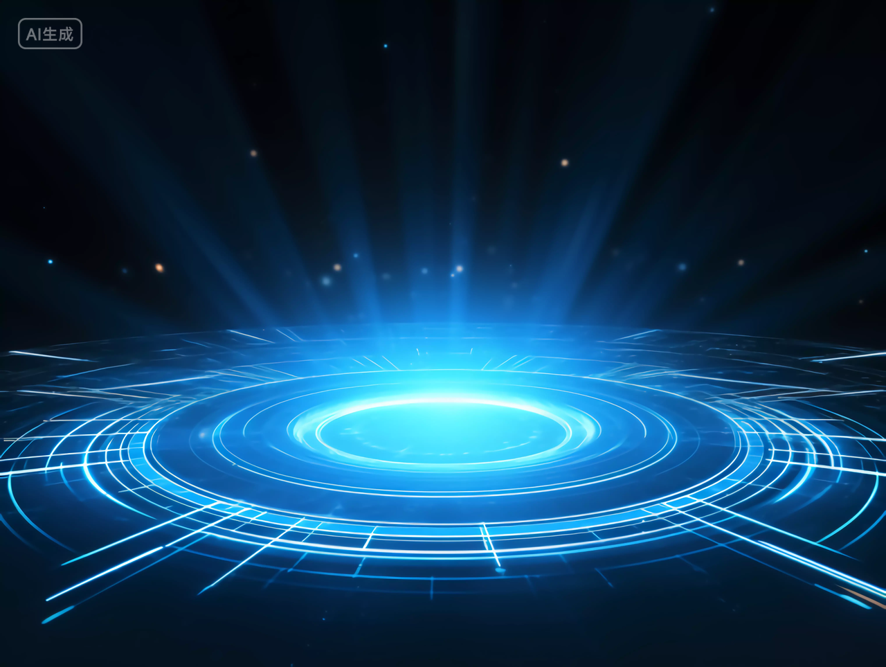 蓝色发光放射线科技圆科技背景图