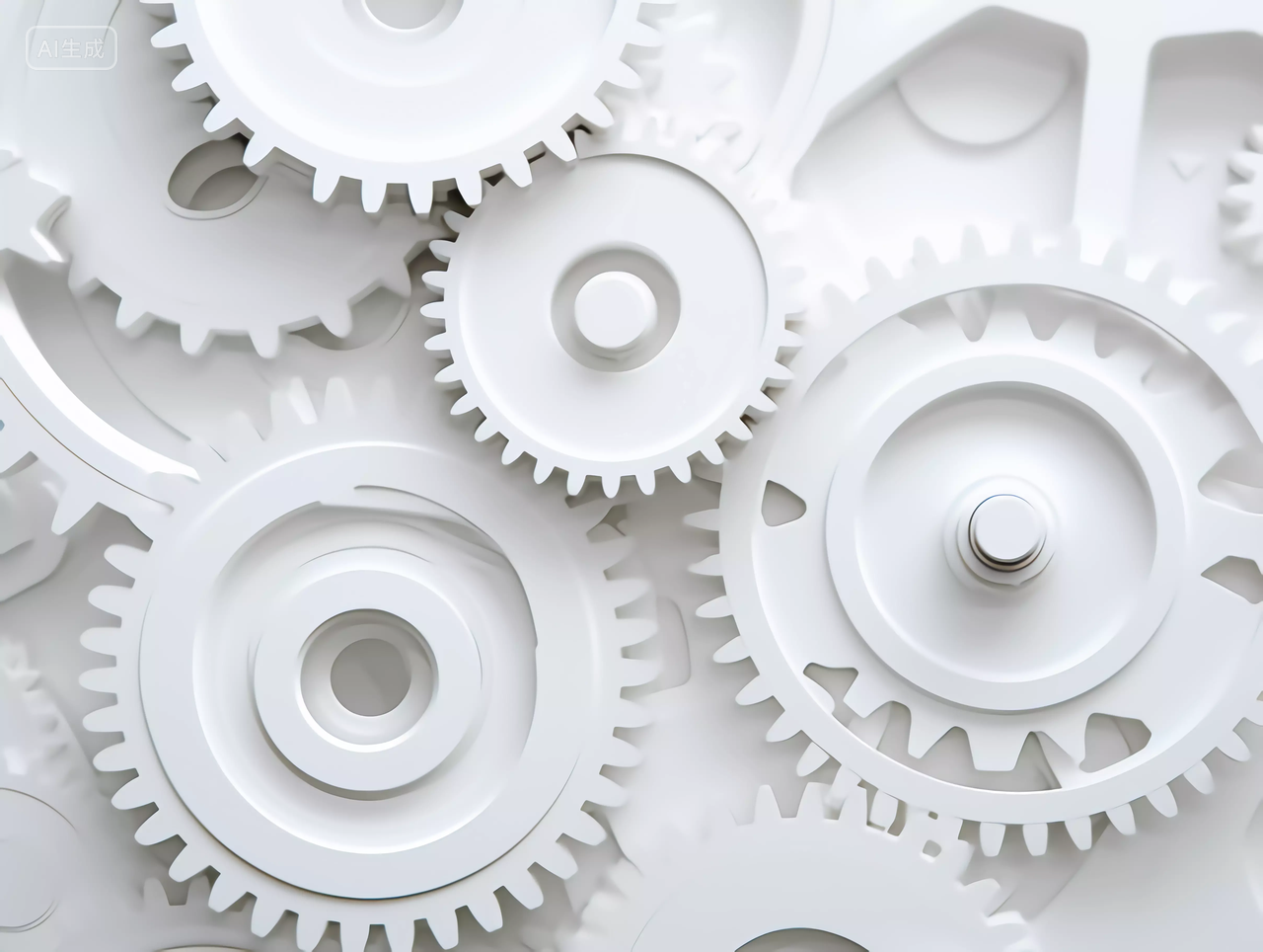工业商业机械感科技齿轮白色齿轮白色背景图3D渲染