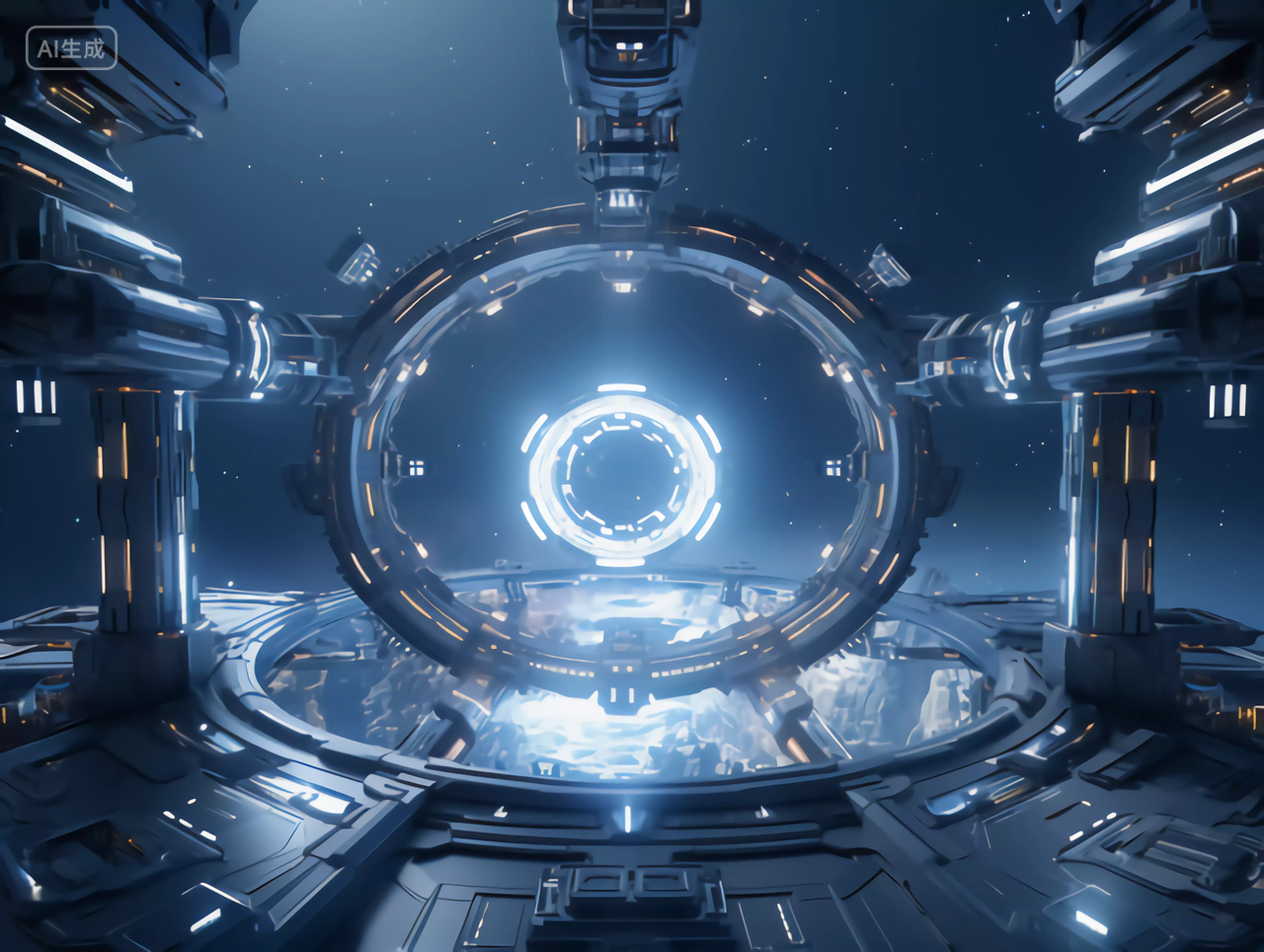 宏伟的未来科幻概念CG太空站空间站场景