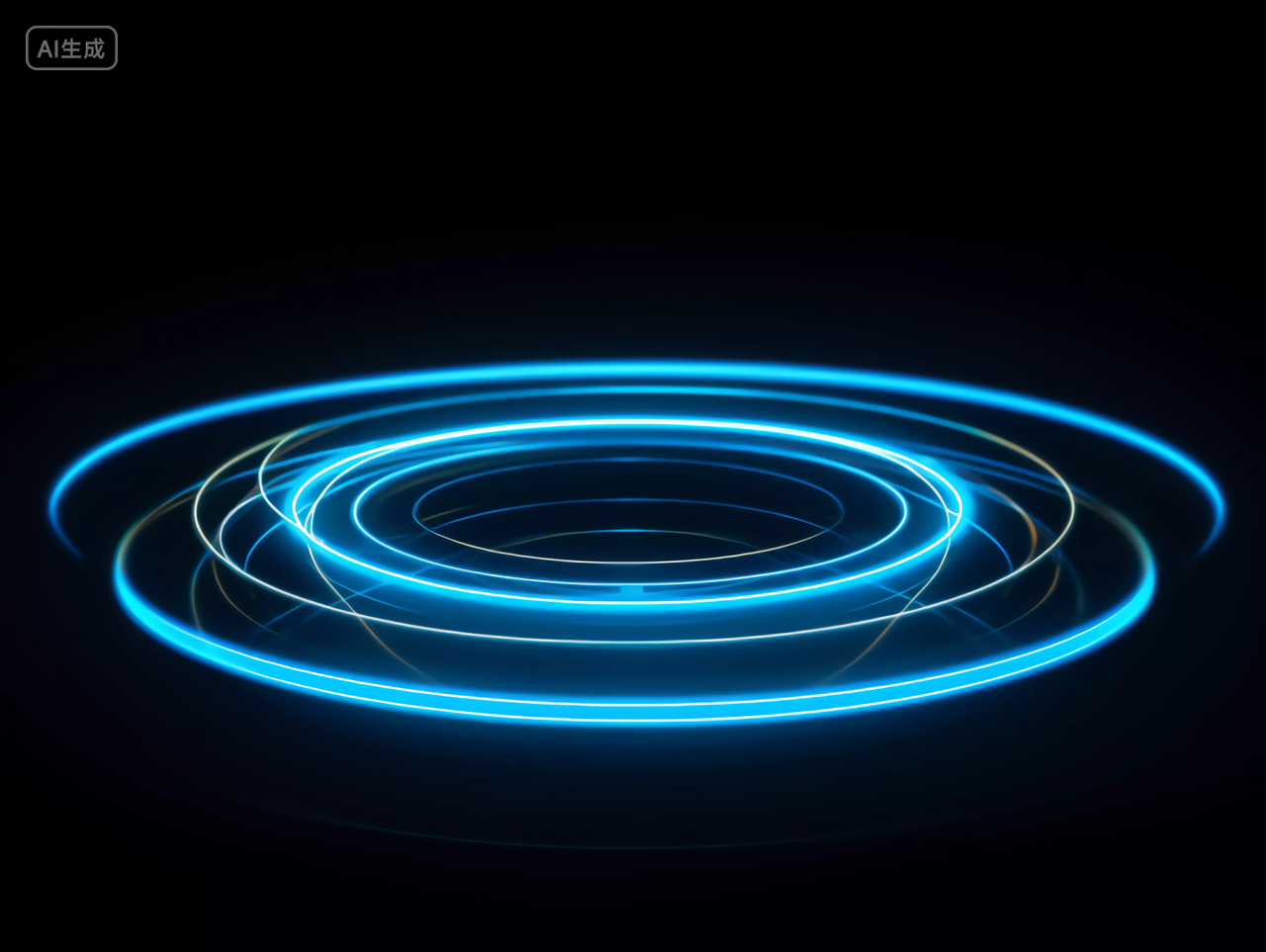 蓝色发光缠绕的环形立体感科技圆元素商业背景图