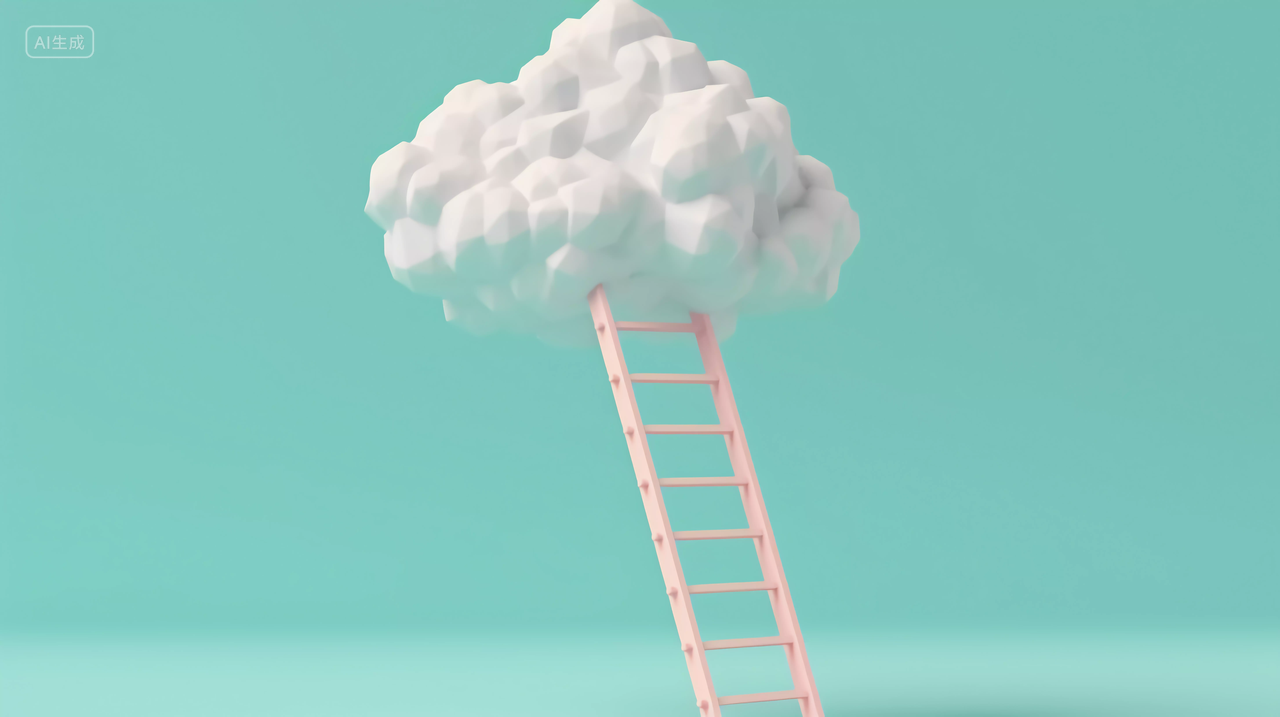 云的阶梯三维渲染成功概念图