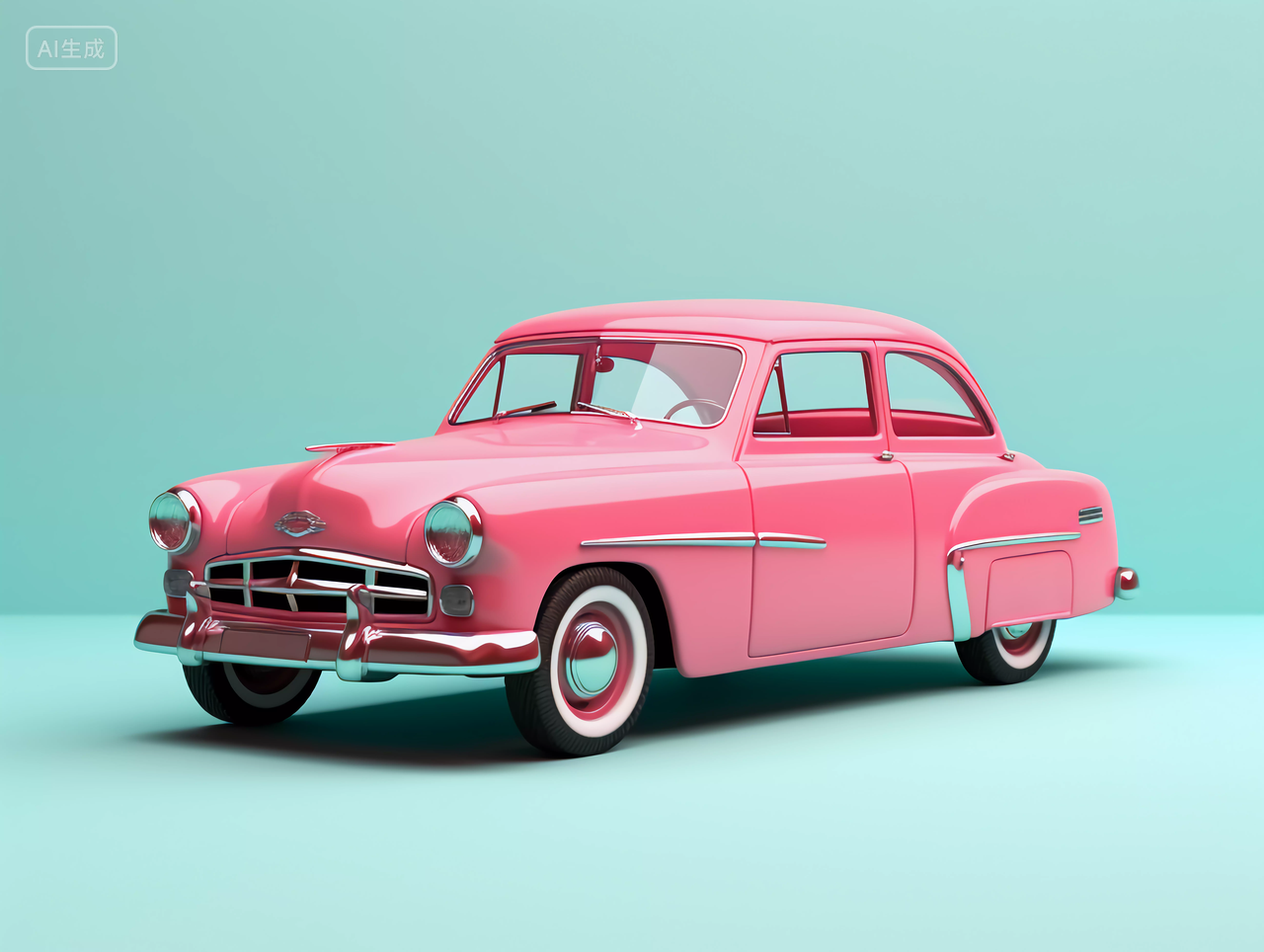 明亮鲜艳粉红色的汽车产品图