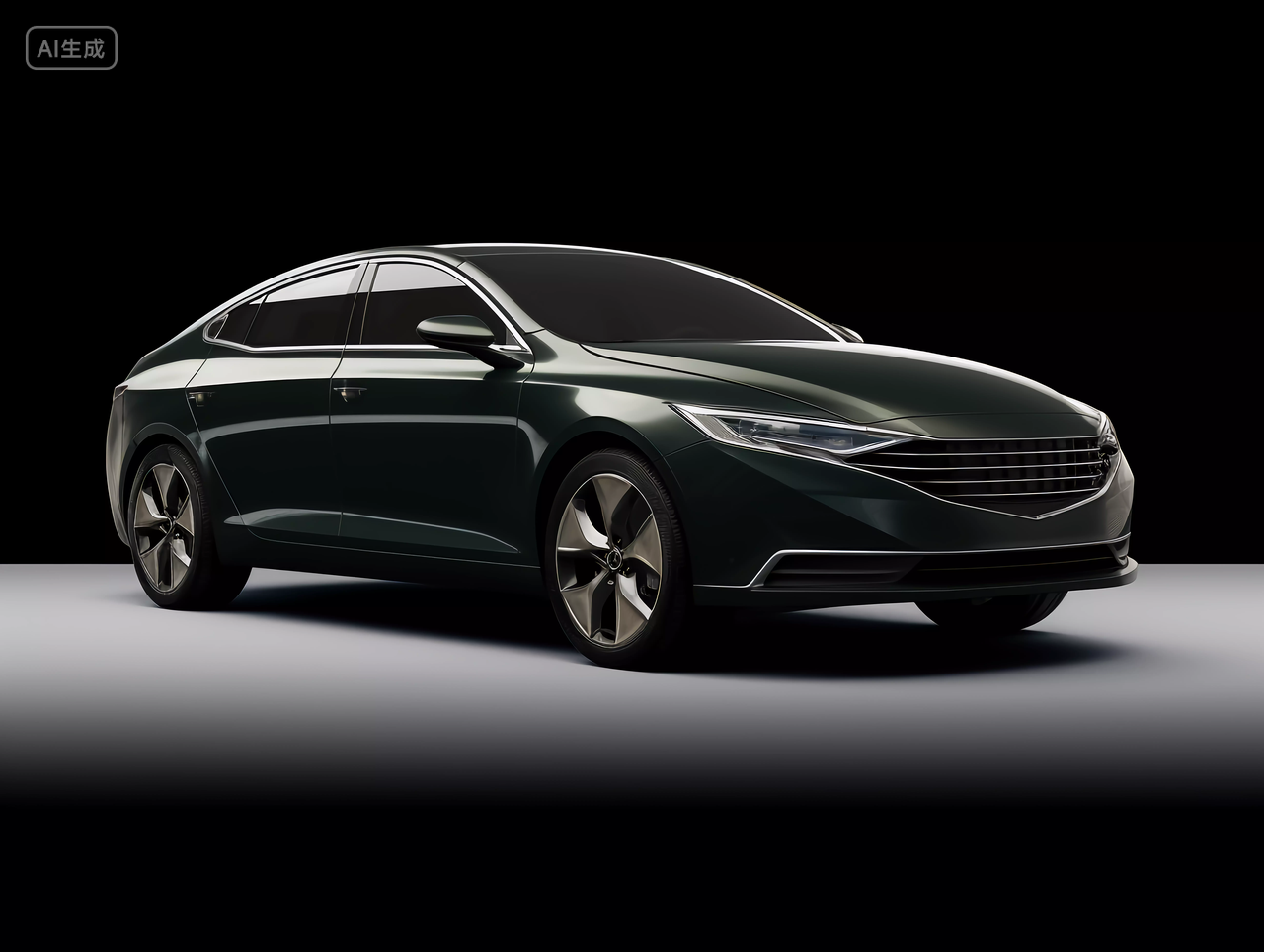 聚光灯下的经典黑色汽车跑车