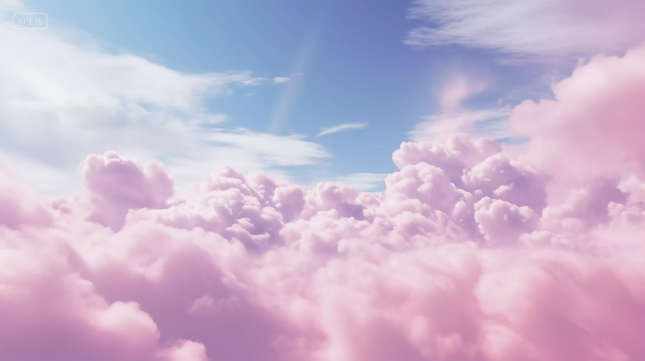 粉色的云彩云朵蓝天中的白云风景图