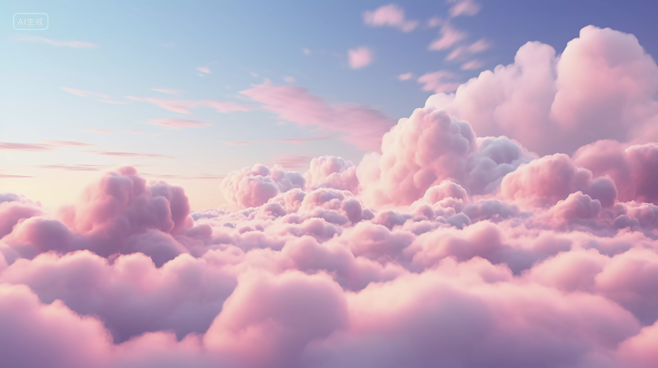 粉色的云彩云朵蓝天中的白云风景图