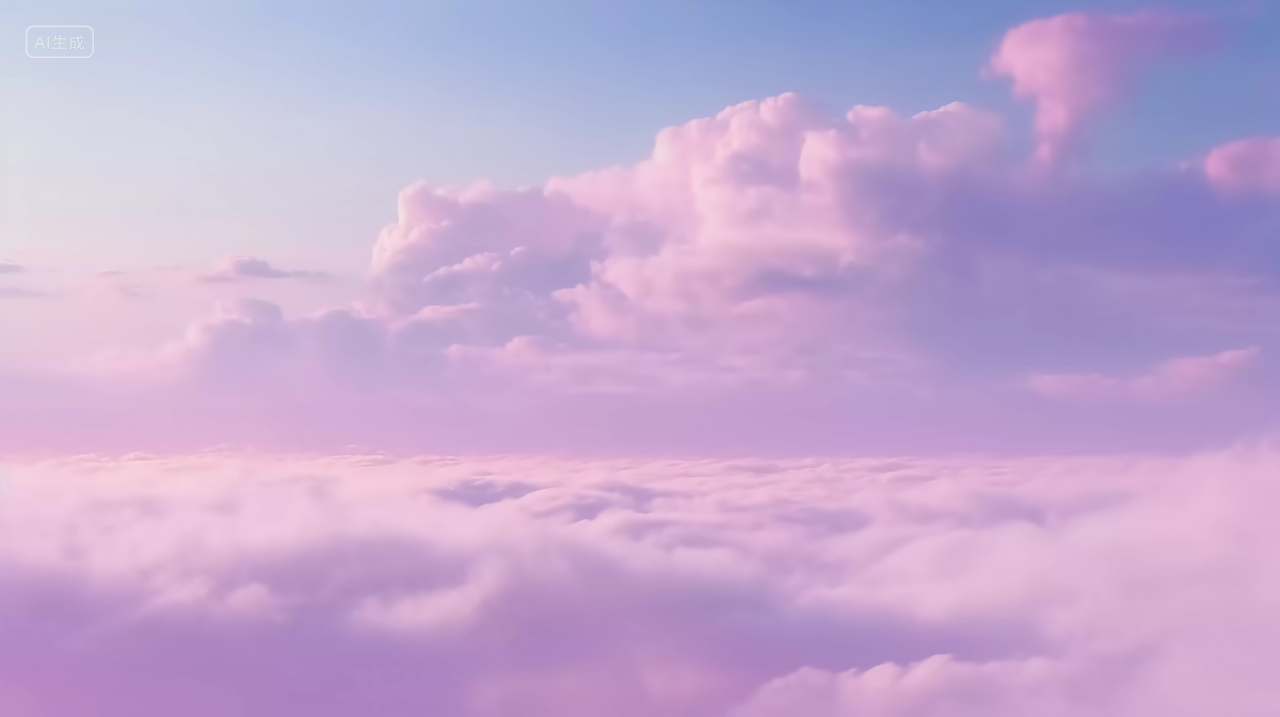 粉色的云彩云朵蓝天中的白云风景图