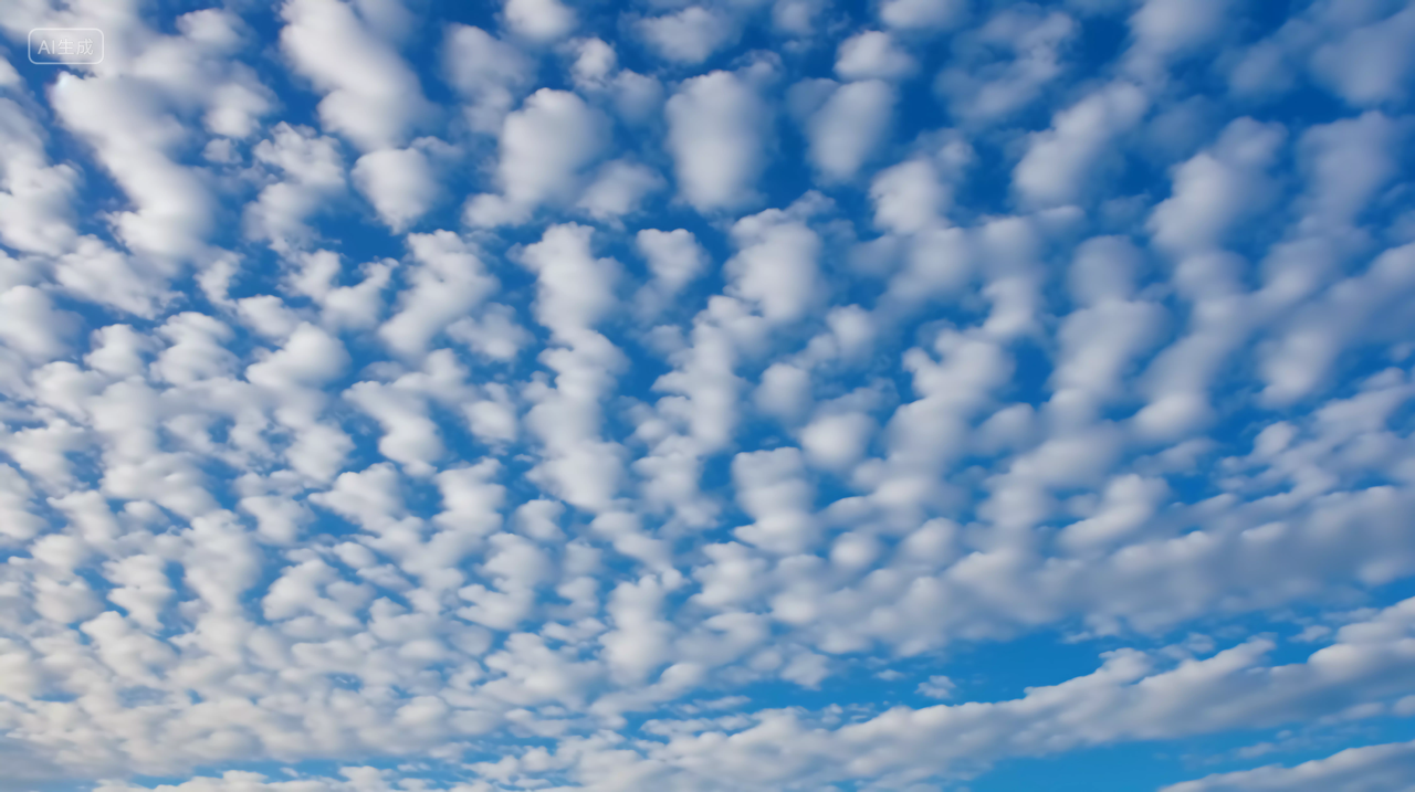 鱼鳞状云朵气象学蓝天白云风景图