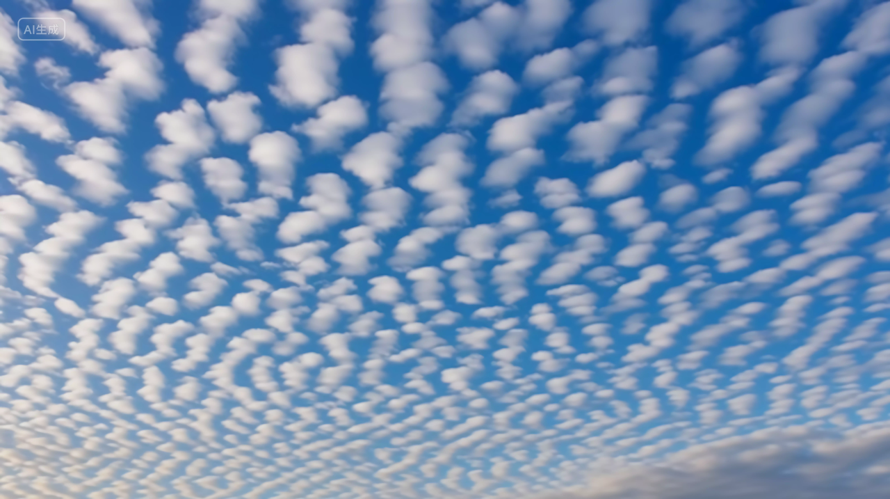 鱼鳞状云朵气象学蓝天白云风景图