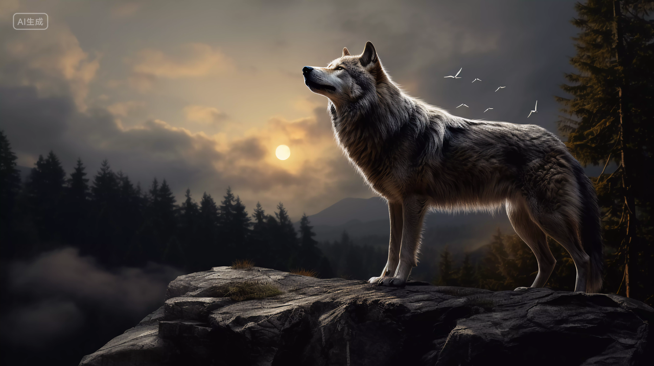 大自然野生动物狼有气势的野狼