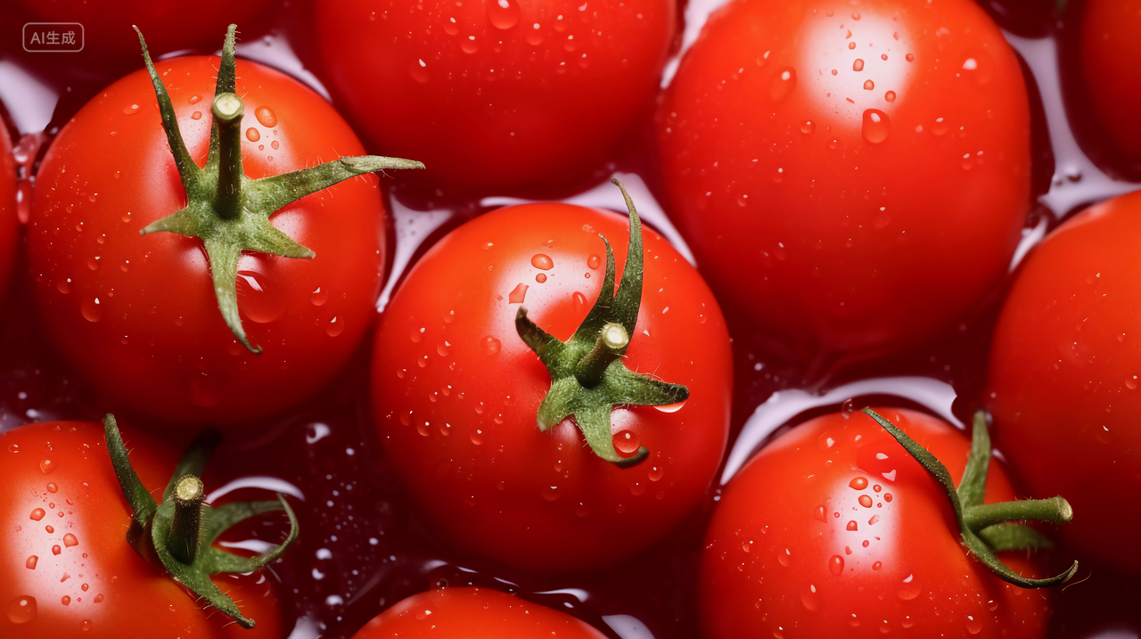 带水的番茄西红柿圣女果新鲜蔬菜机食品绿色蔬菜