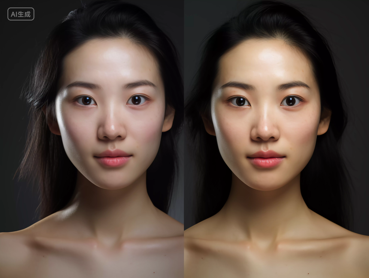 面部护理与仪器美丽年轻的女子女士女人肌肤美容护肤概念抗衰老抗皱概念对比图美丽年轻的女子女士女人肌肤美容护肤概念