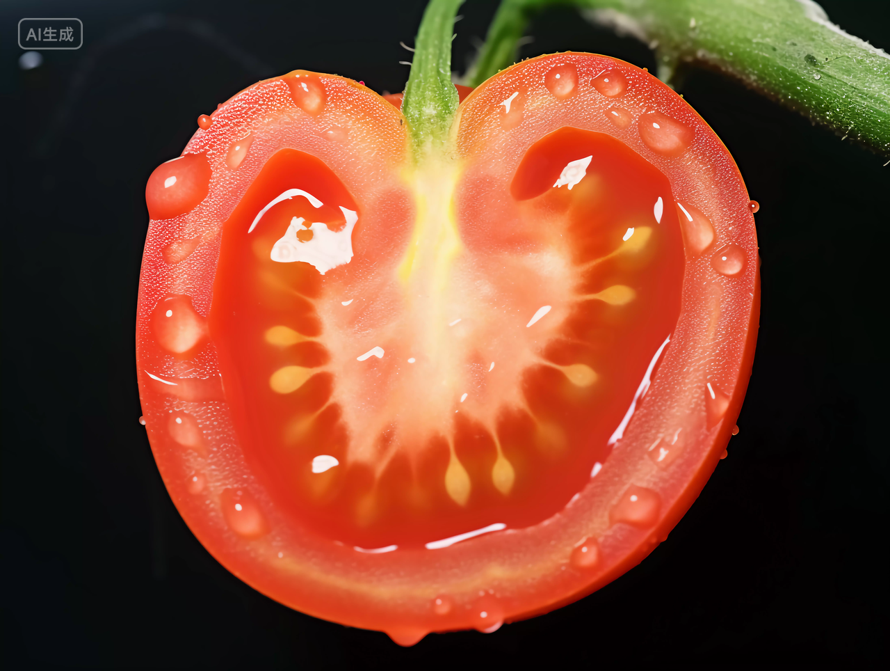 切开的一半番茄西红柿圣女果新鲜蔬菜机食品绿色蔬菜