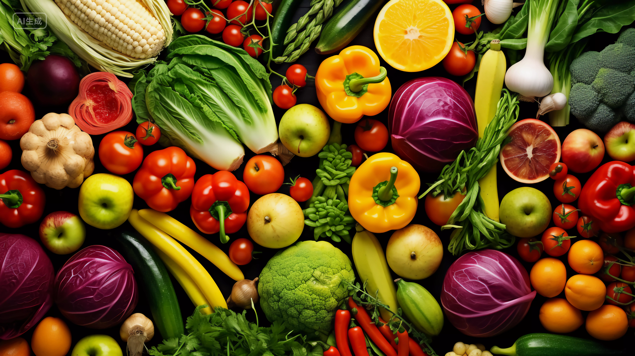 蔬菜水果缤纷背景图各种各样的蔬菜铺满画面