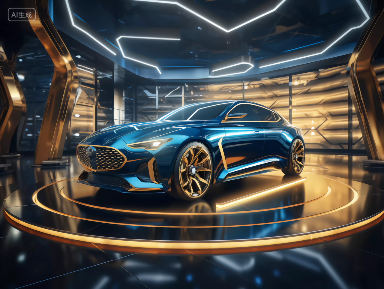 汽车科技汽车科技概念未来感汽车展厅炫酷灯光