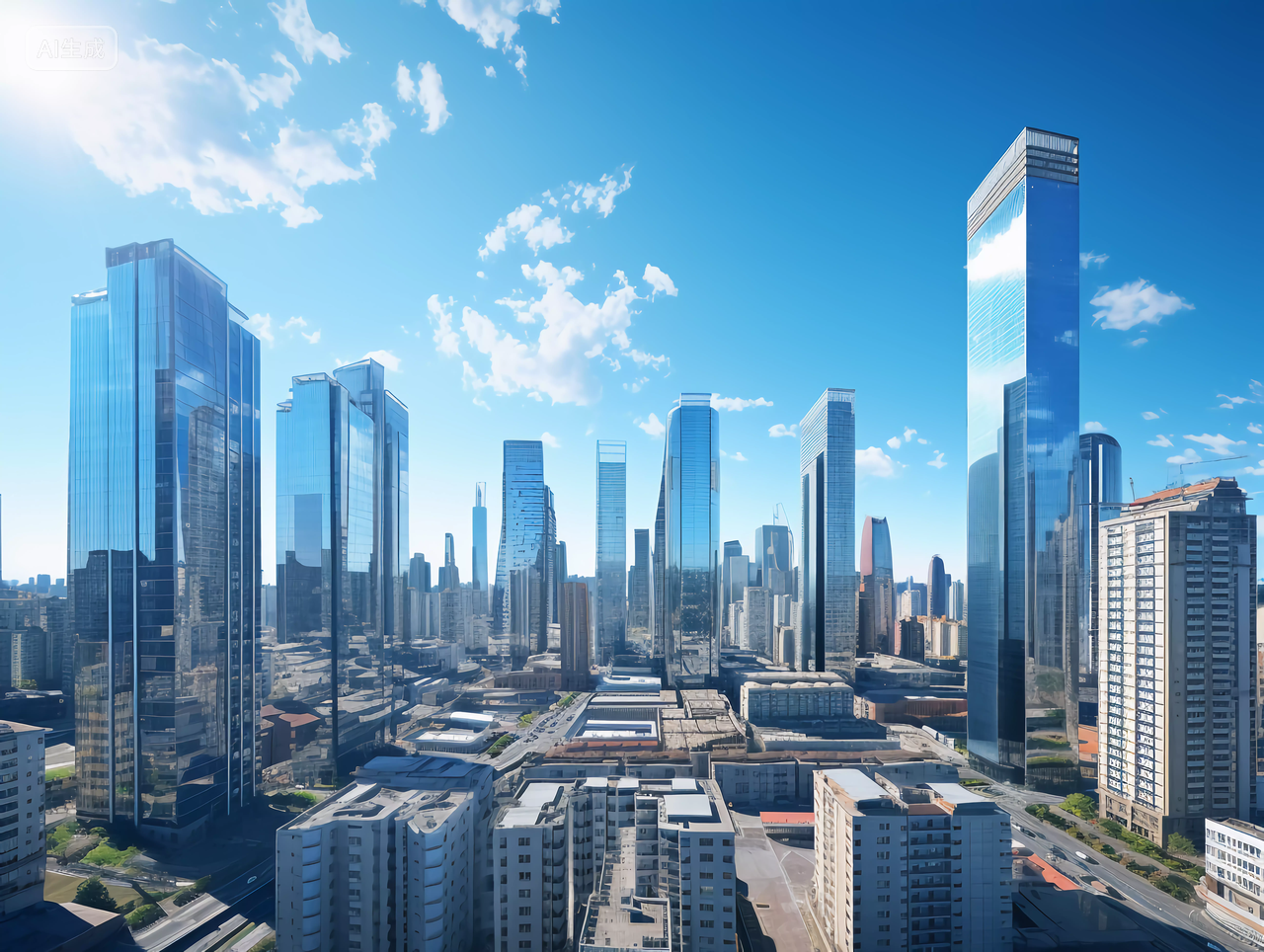 蓝天城市房地产商业金融城市建筑蓝天天空蓝色天空背景