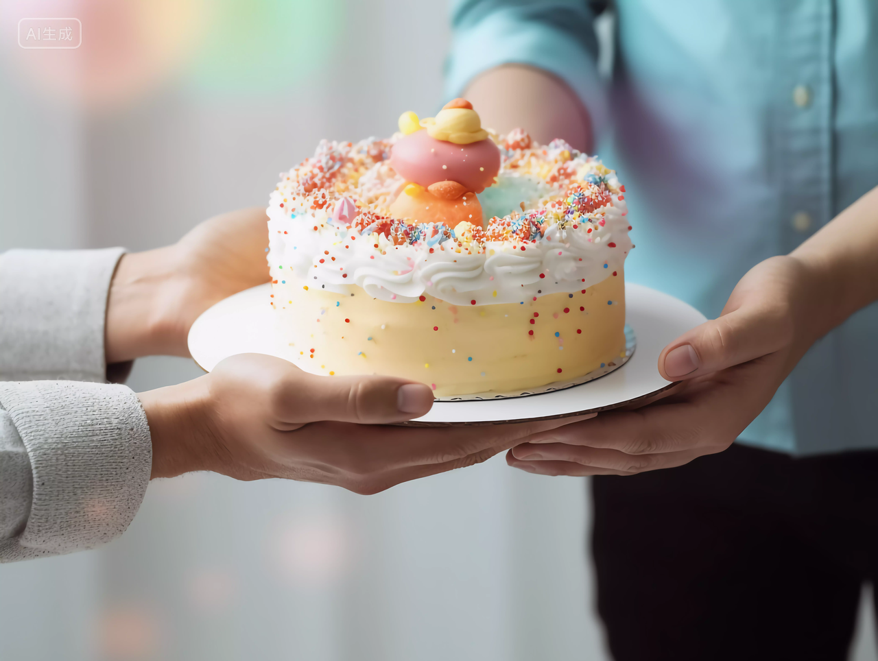 一双手端着生日蛋糕蜡烛生日庆祝祝福生日快乐生日蛋糕HAPPY BIRTHDAY