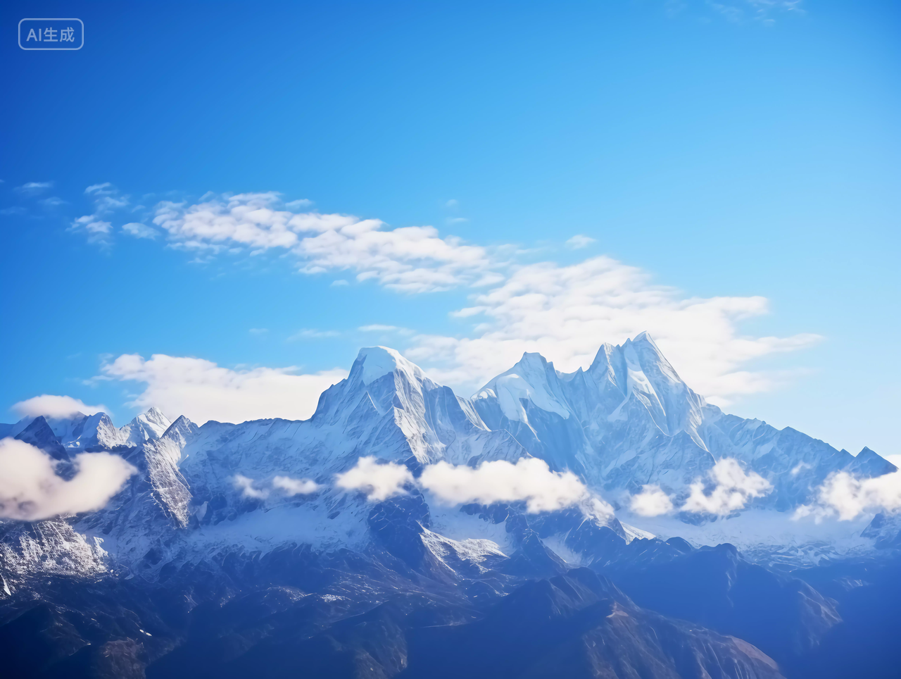 蓝天雪山天空蓝色天空背景自然风景壁纸清新