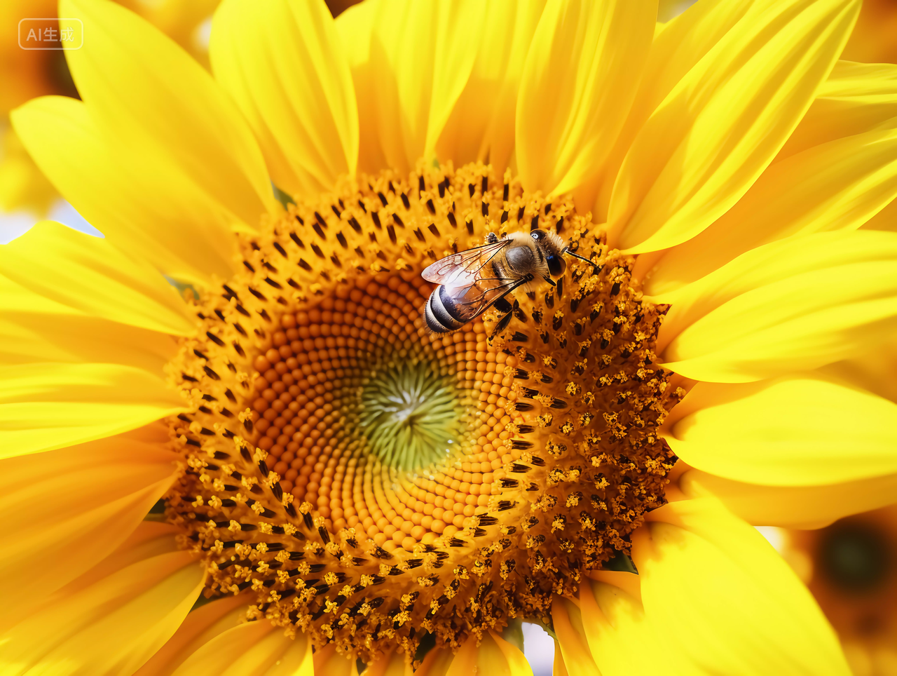向日葵蜜蜂花朵清新美好希望鲜花花束向日葵