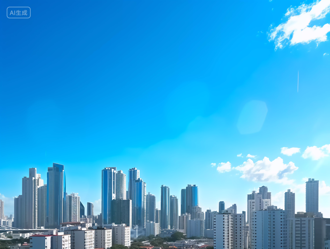 蓝天城市建筑商业金融房地产蓝天天空蓝色天空背景