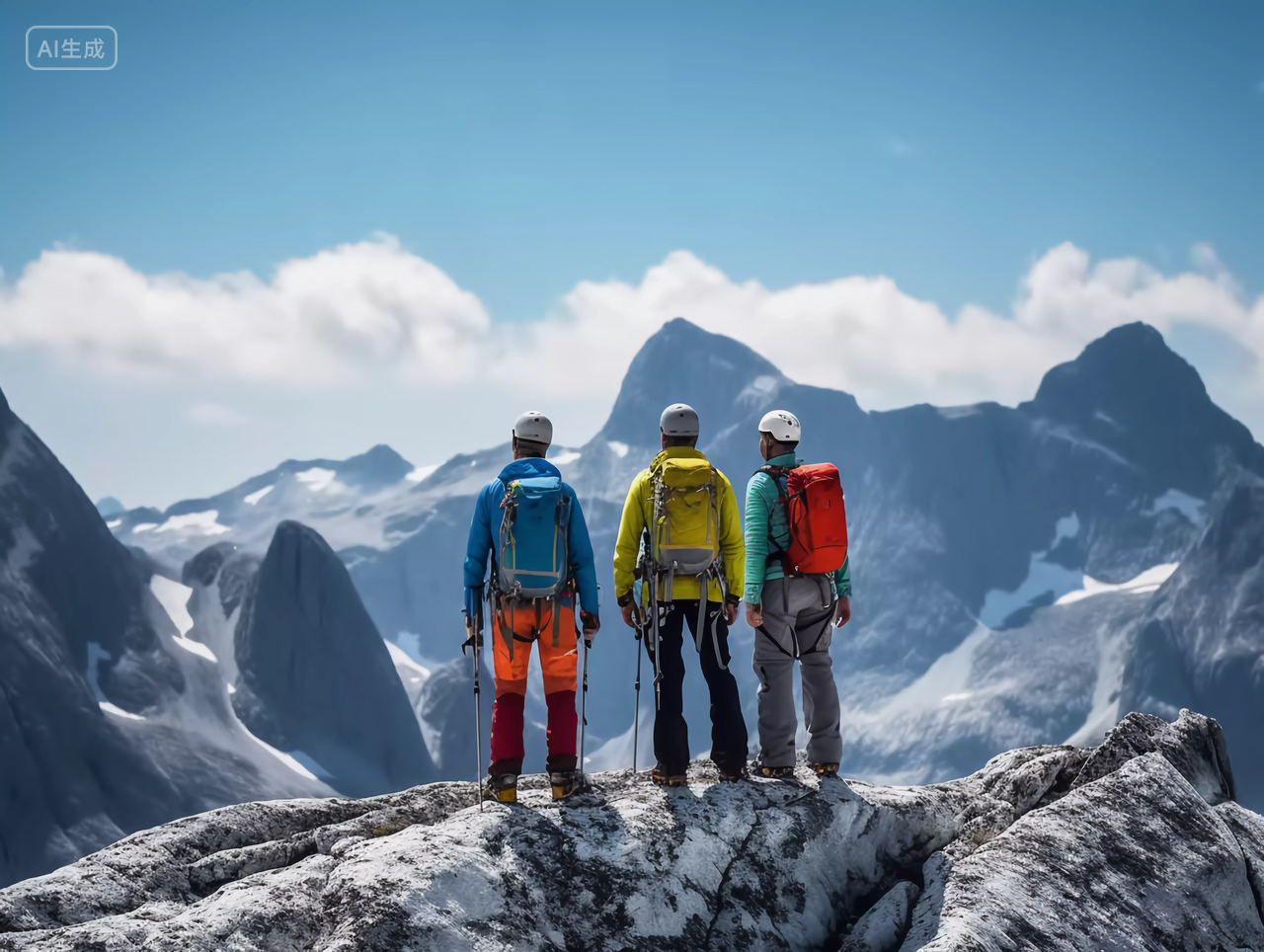 登山人攀登的背影挑战超越自我自然风景风光爬山