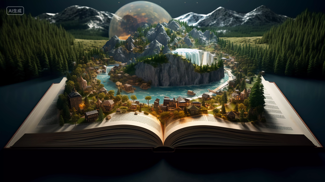 书本书籍自然风光日落景色魔法书读书阅读学习世界读书日知识文化