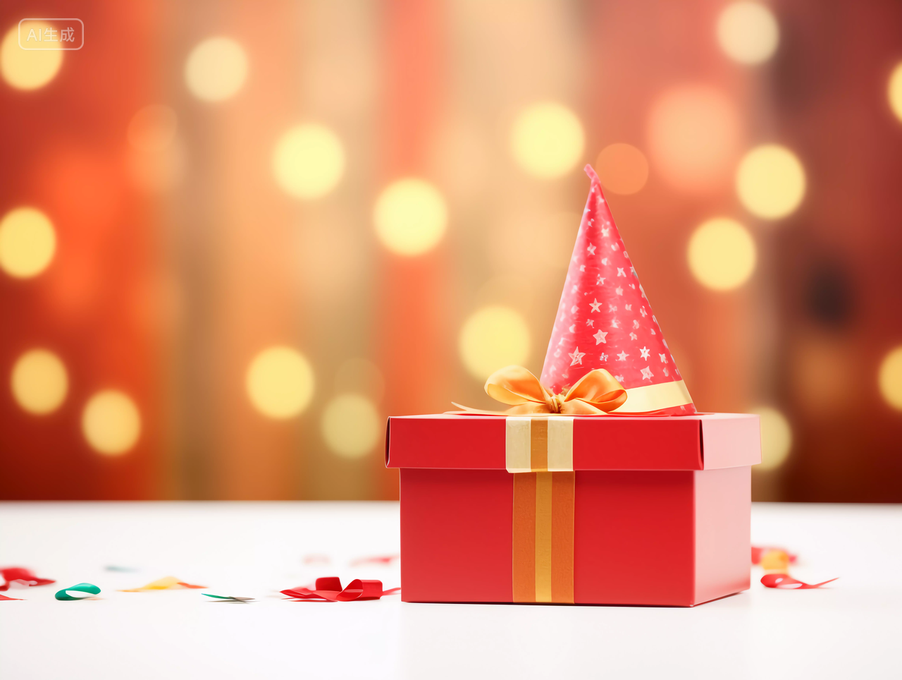 红色生日礼盒生日庆祝祝福生日快乐生日蛋糕HAPPY BIRTHDAY