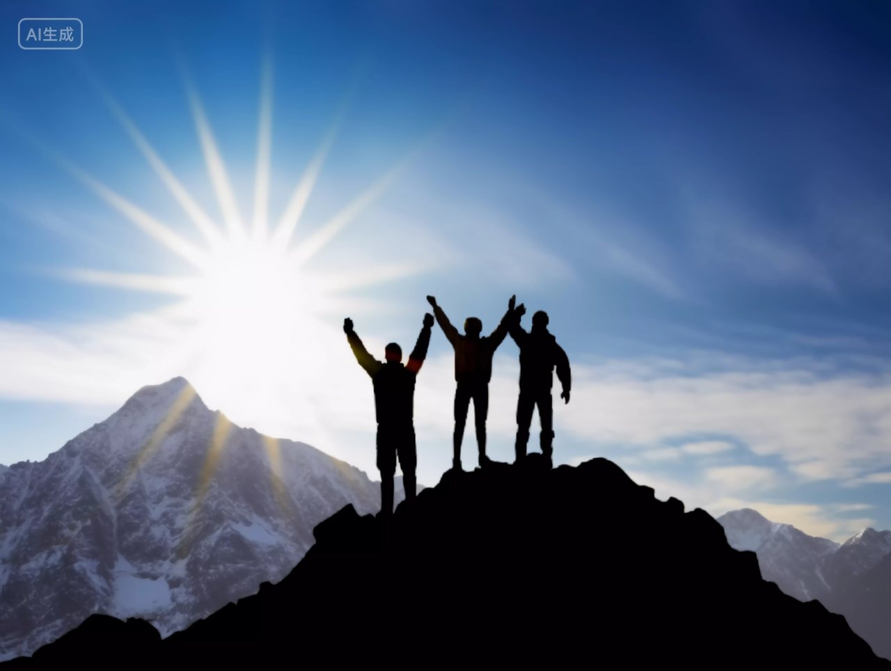 登山人的正面剪影山风景自然风景自然风光团结帮助