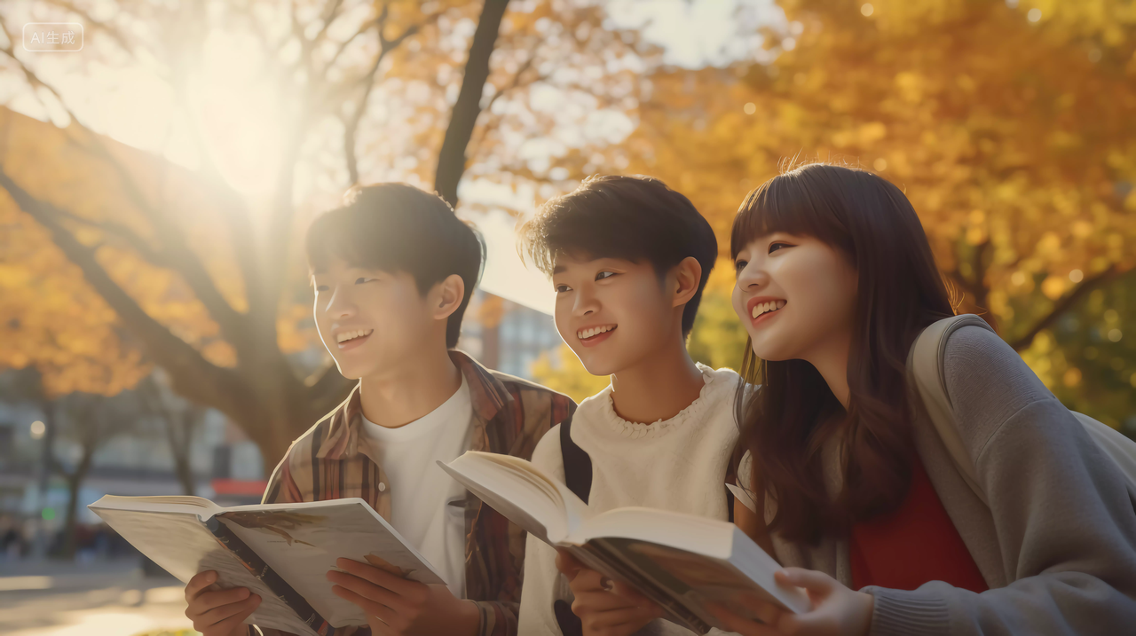 伙伴们同学们读书探讨阅读投入学习书本知识教育文化世界读书日