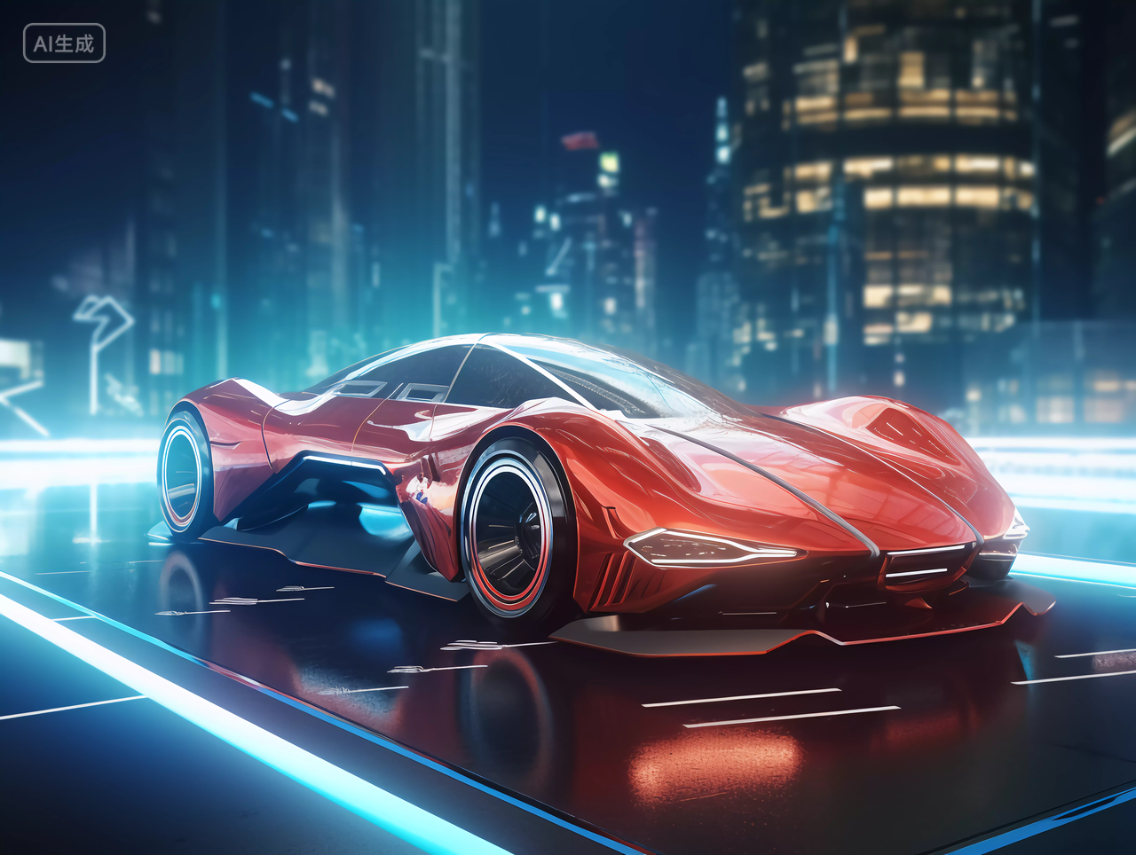 科技概念未来感红色跑车红色赛车汽车科技汽车