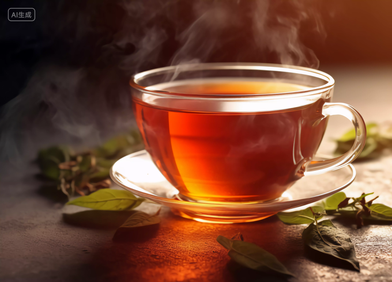 一杯放在桌上喝了消暑的茶水饮品大暑处暑图