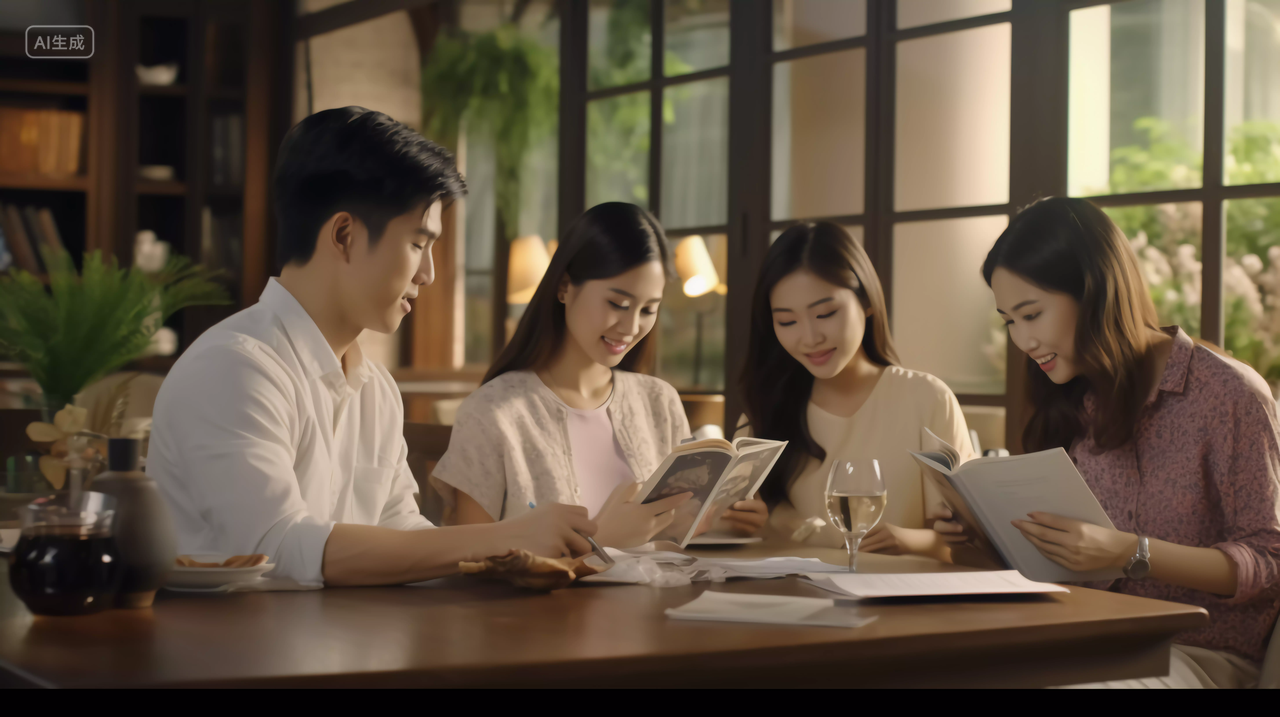 伙伴们同学们读书探讨阅读投入学习书本知识教育文化世界读书日