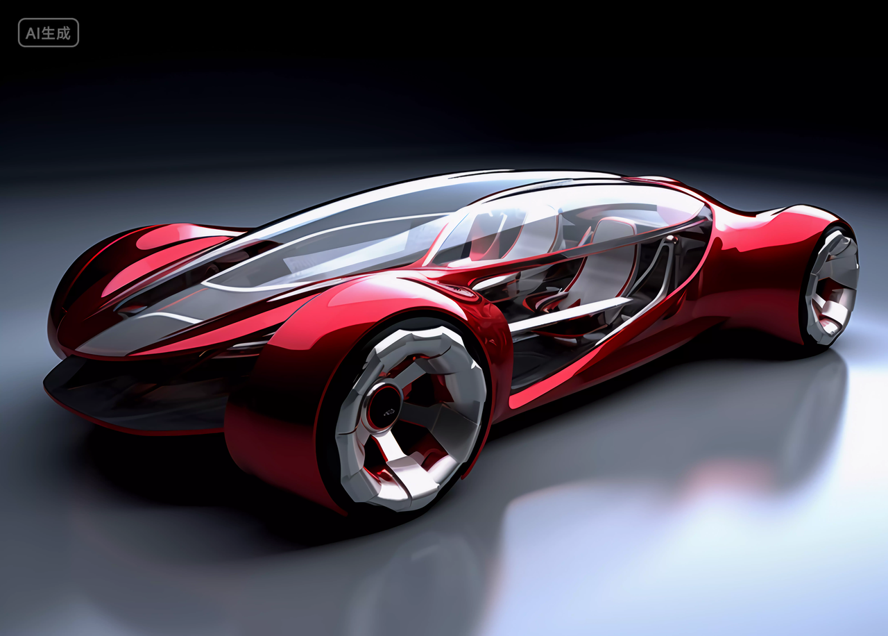科技概念未来感红色跑车红色赛车汽车科技汽车