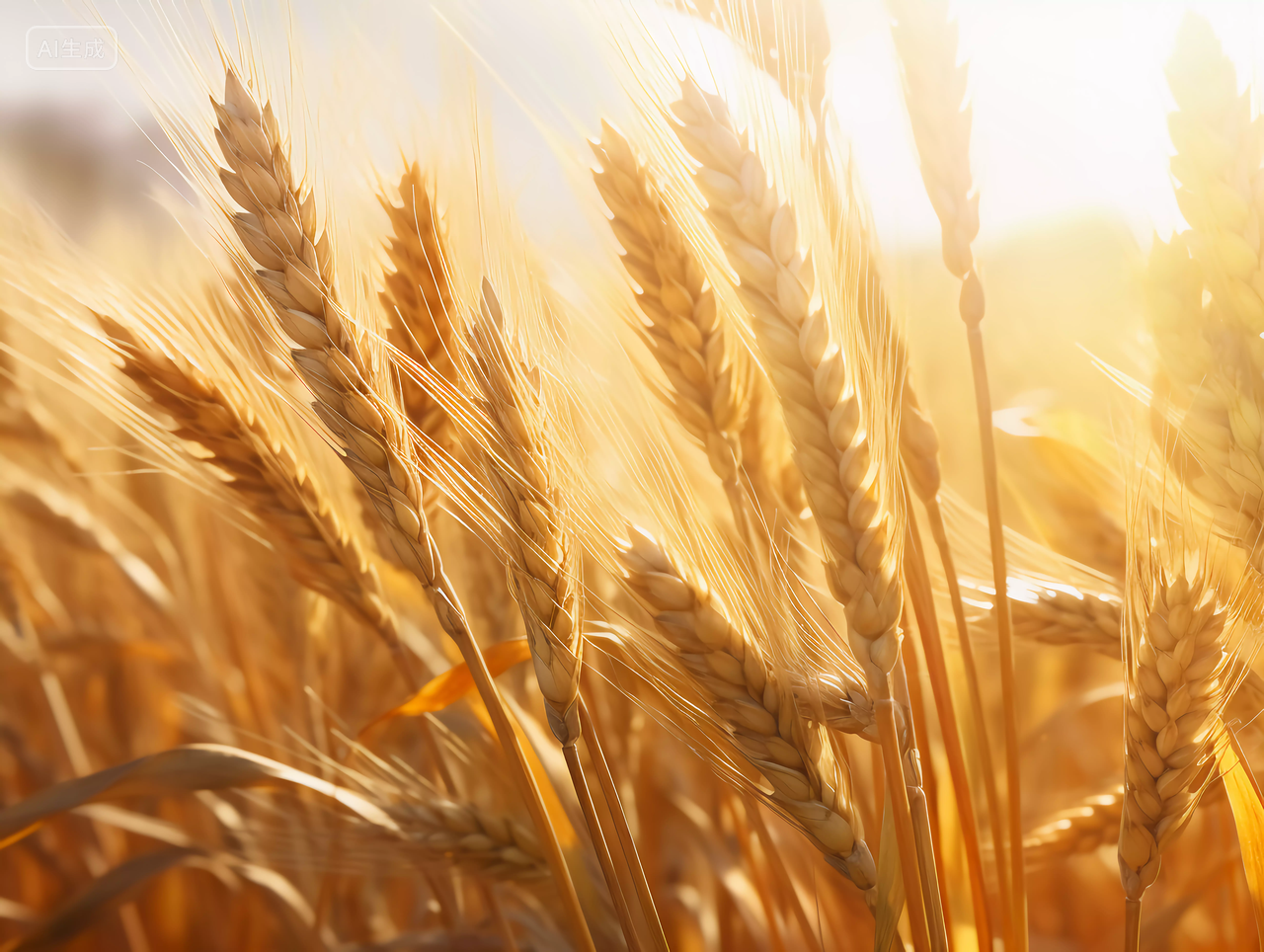 阳光照耀下的立秋成熟麦穗特写粮食丰收的秋天