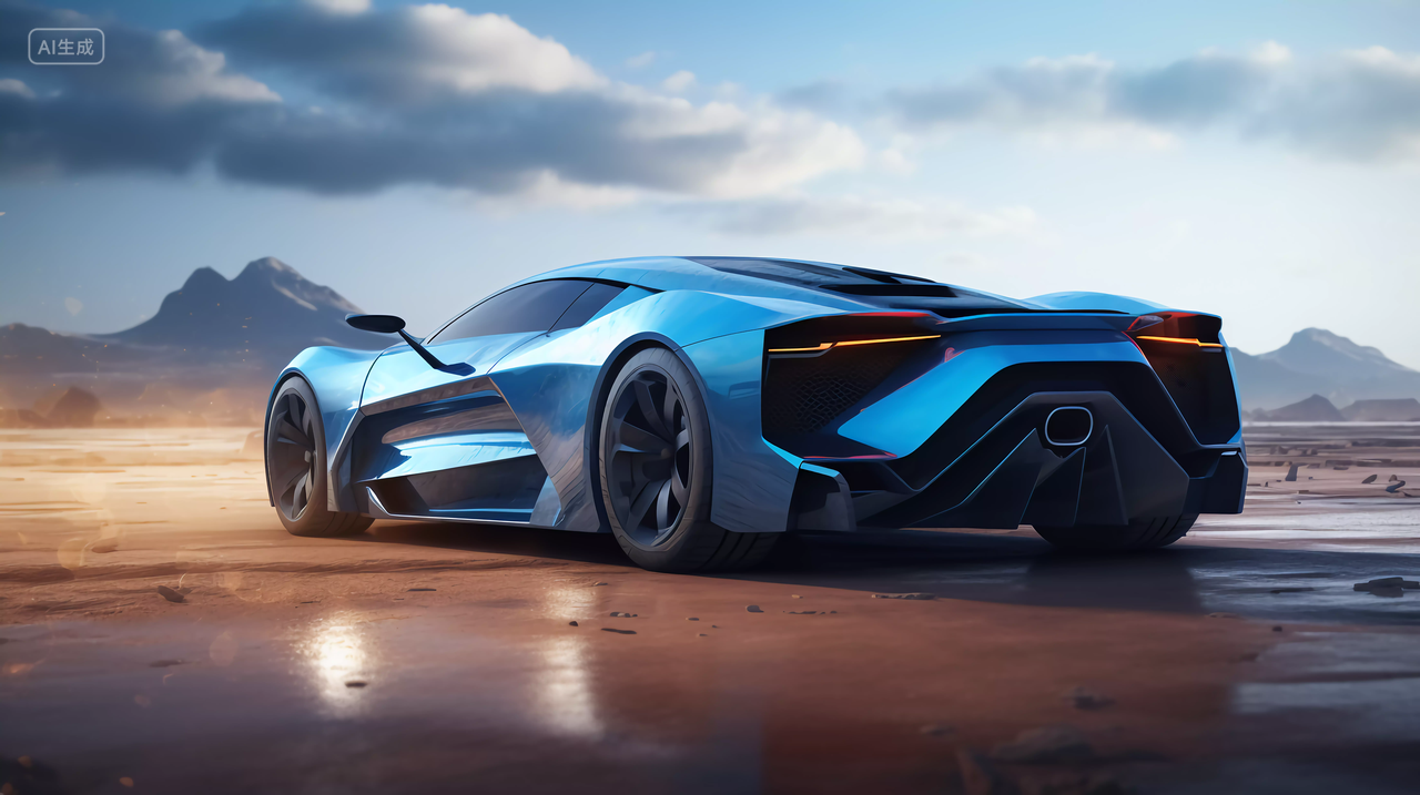 科技概念未来感户外蓝色跑车蓝色赛车汽车科技汽车