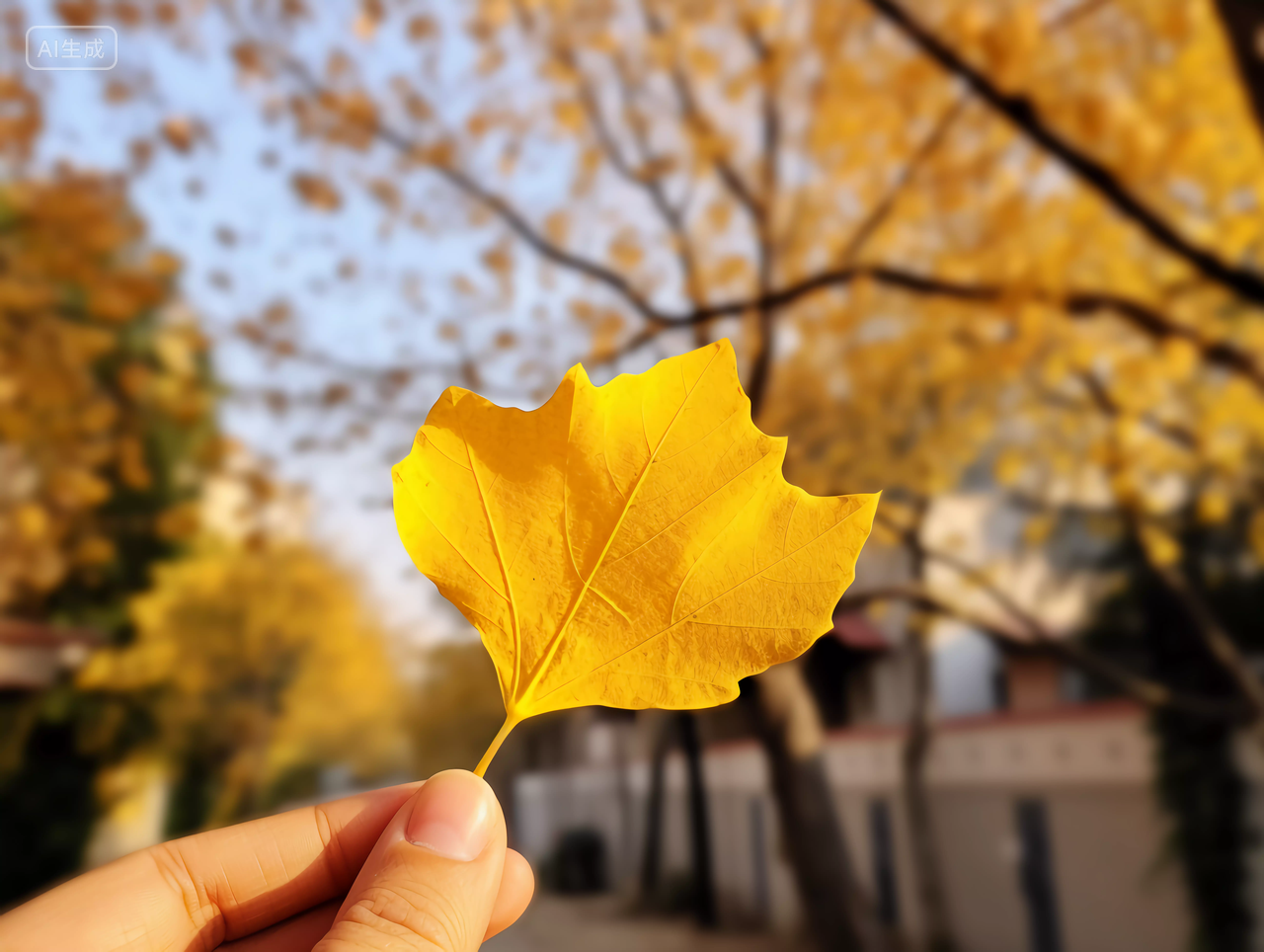 手拿叶子银杏叶枫叶