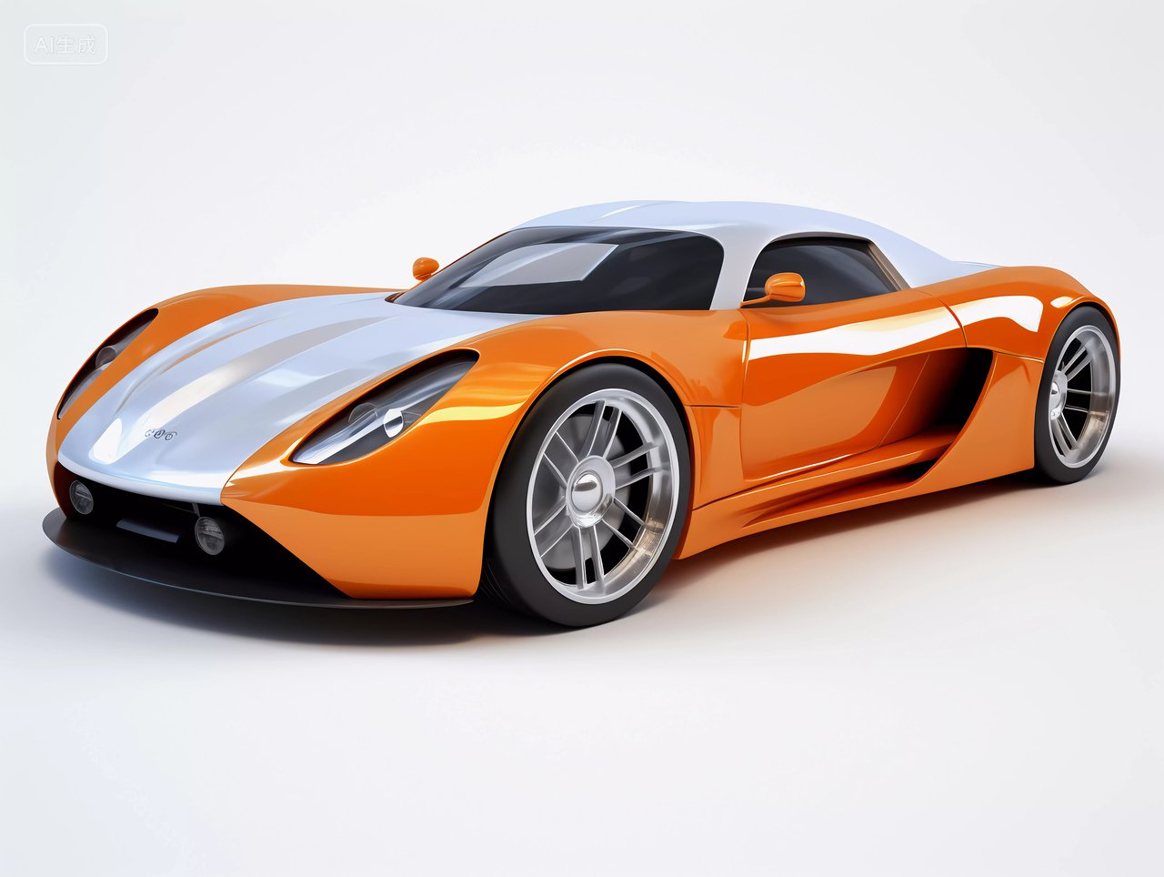 概念未来感橙色跑车赛车汽车汽车