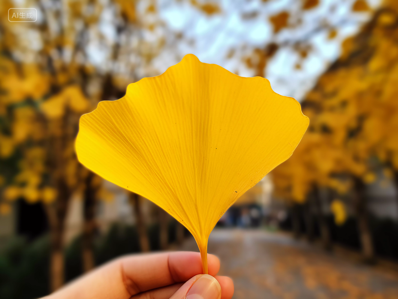手拿黄色银杏叶子立秋秋天风景壁纸
